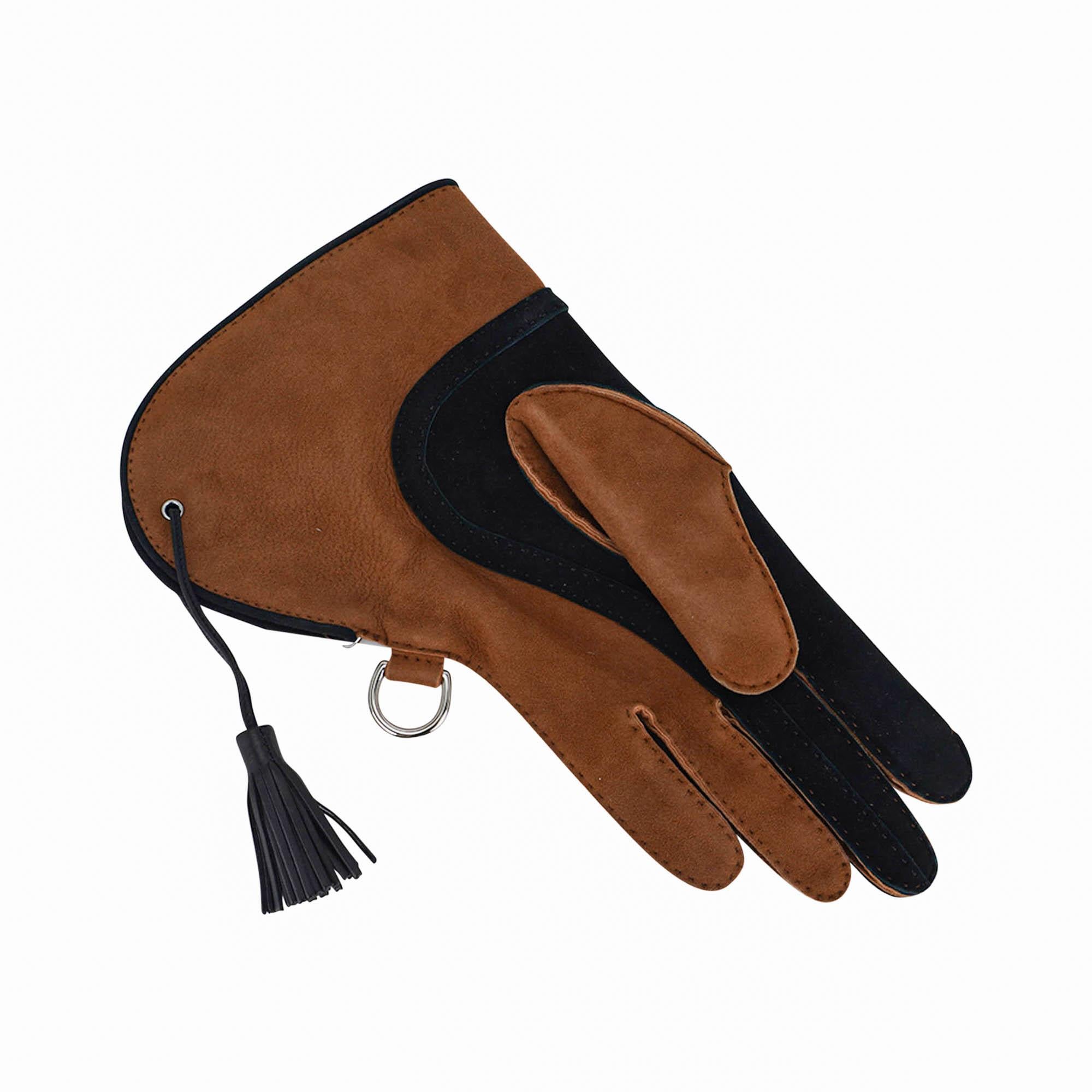 Hermes Falconry Handschuh Lammfell Linke Hand Größe 9 (Schwarz) im Angebot