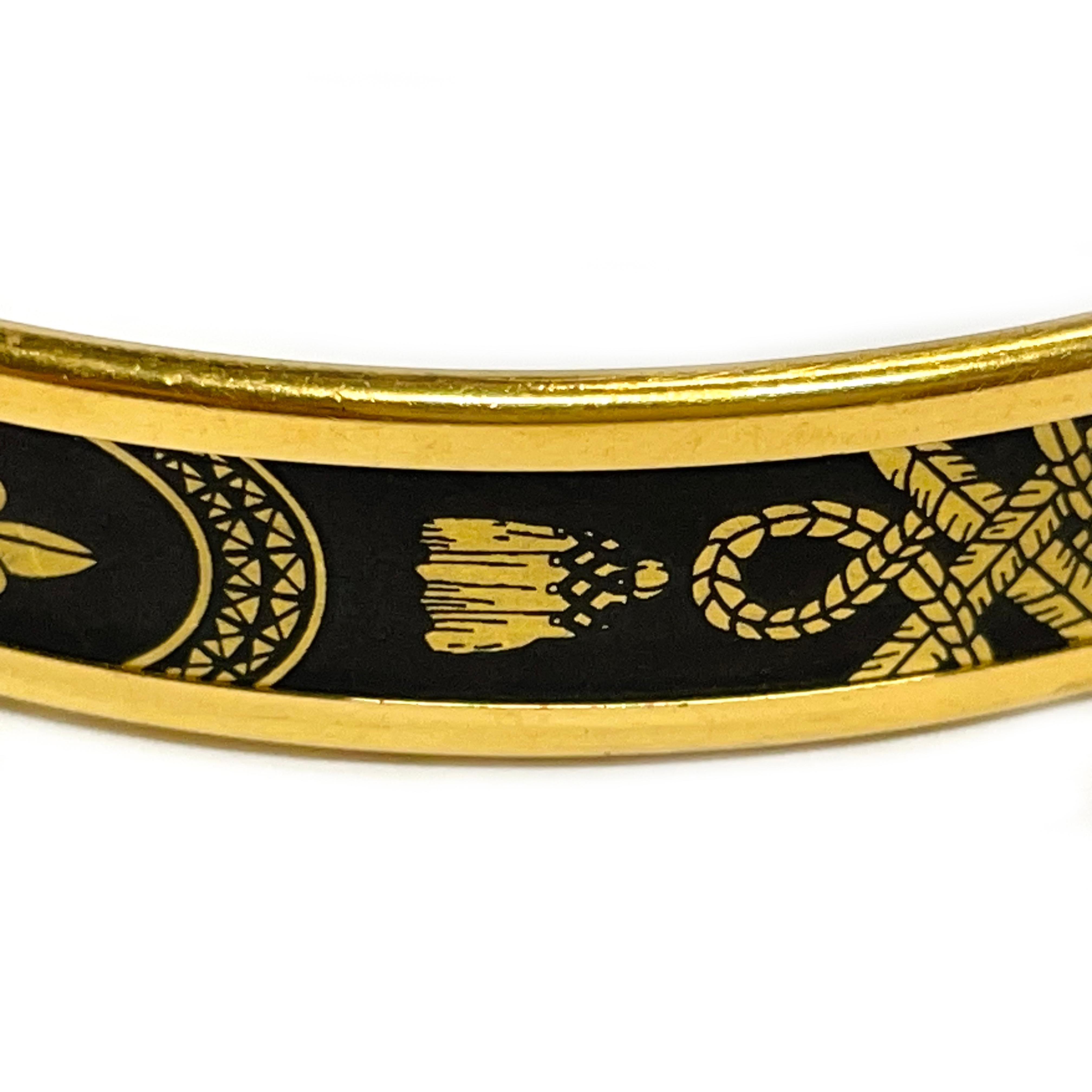 Retro Hermes Fan Grand Alpala Cloisonne Enamel Bangle Bracelet For Sale