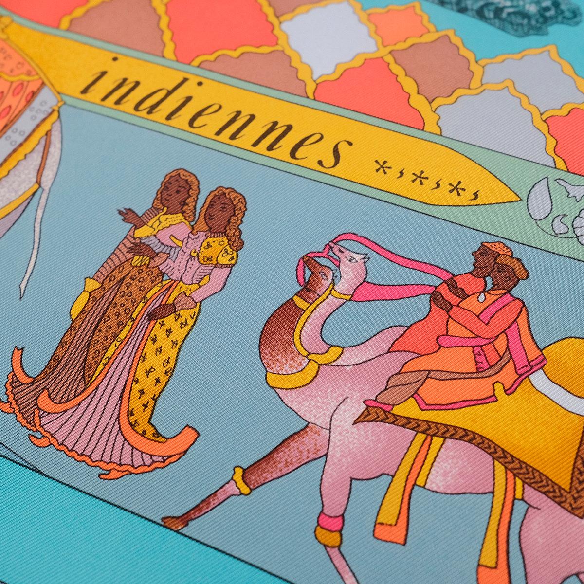 Gray Hermes Fantaisies Indiennes Silk Scarf