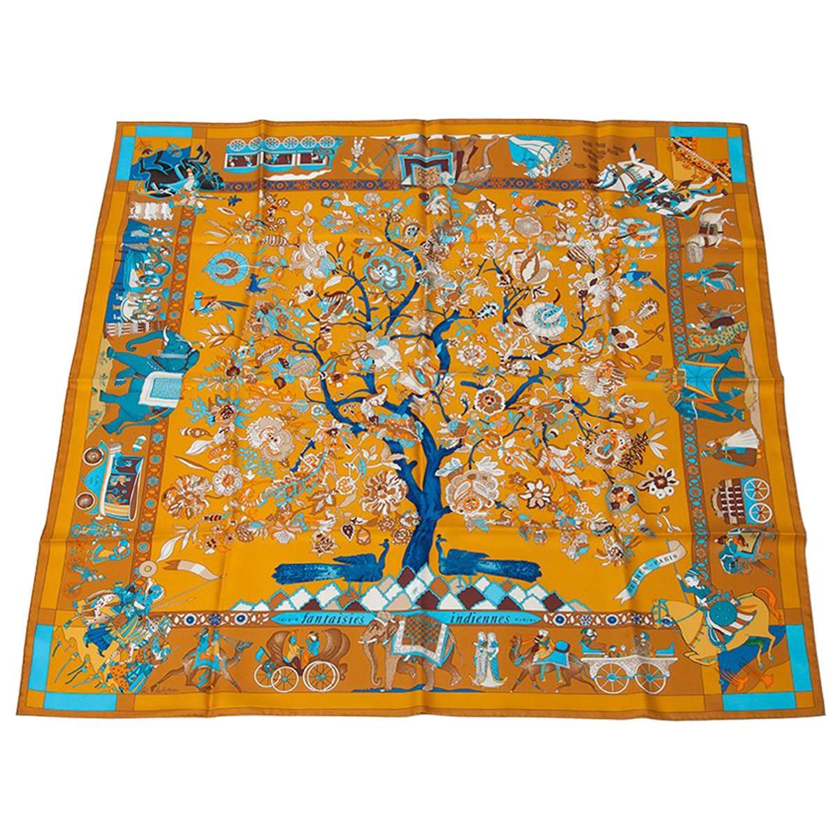 Hermes “Fantaisies Indiennes” Silk Twill Carre Scarf at 1stDibs
