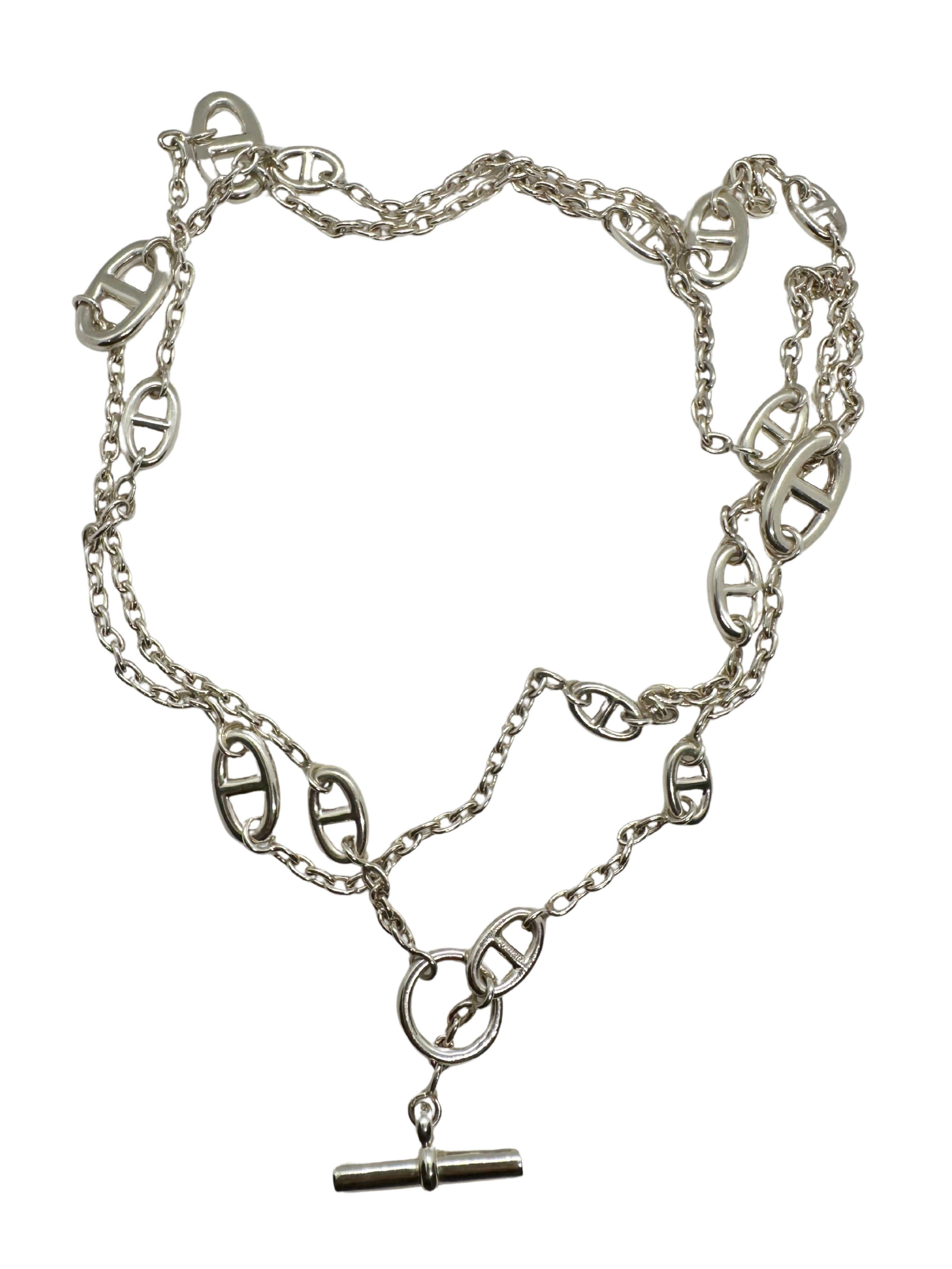 Moderno Collana Hermes Farandole 120 CM di catena lunga in argento sterling in vendita