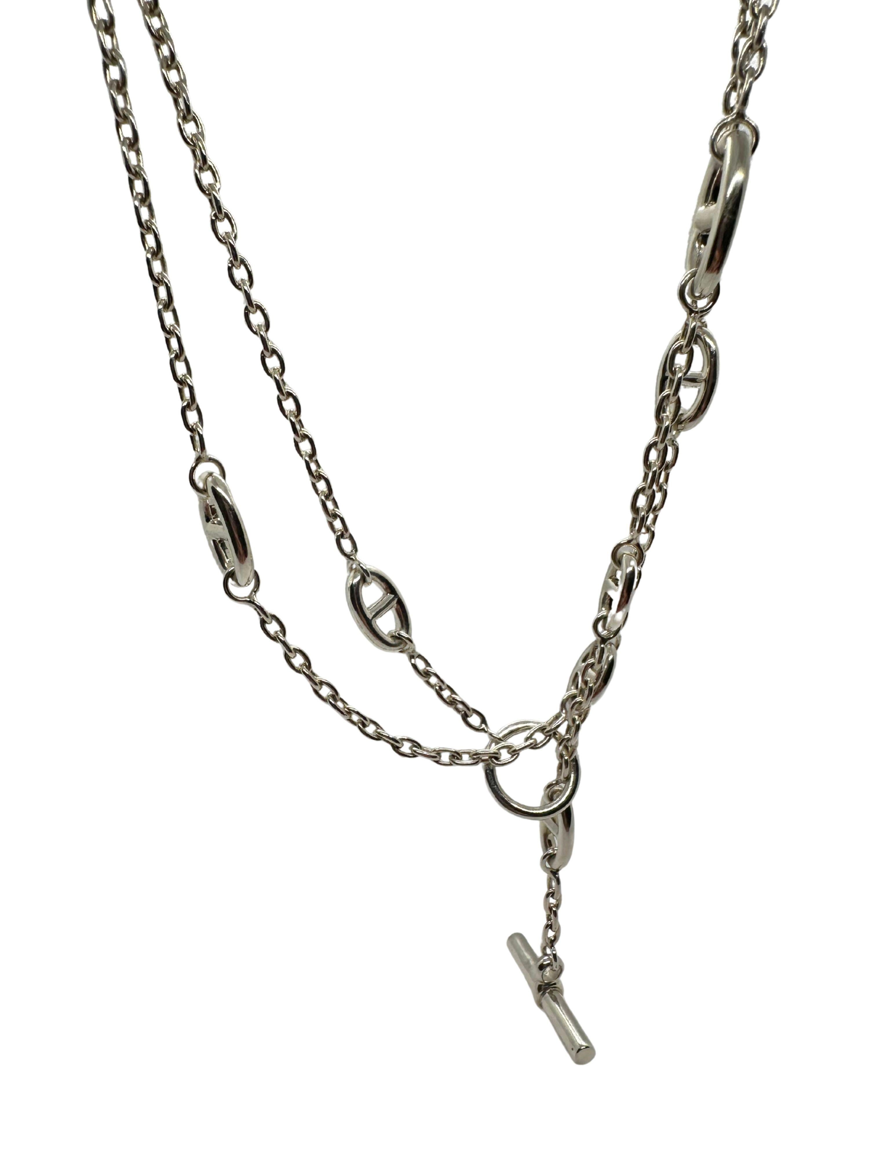 Collana Hermes Farandole 120 CM di catena lunga in argento sterling In condizioni buone in vendita a Fairfax, VA