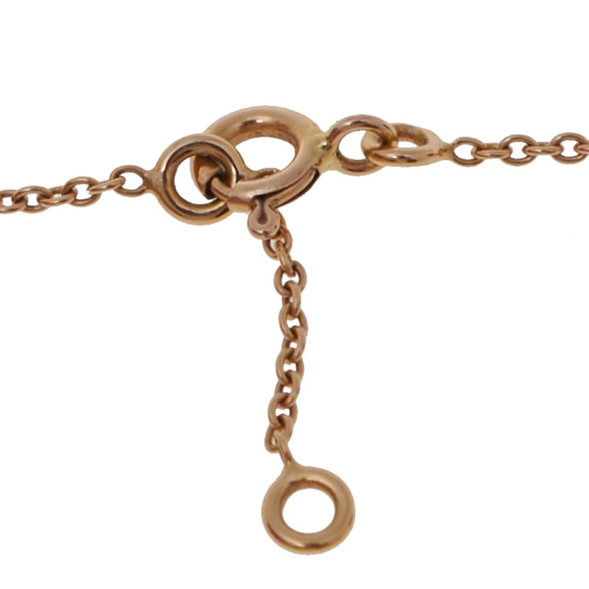 This Farandole necklace is from Hermes’ nautical-inspired ‘Chain d’Ancre collection.’ The collection was specifically designed to reflect the elegance of a boat’s chain-link line to its anchor. This necklace, crafted in 18k rose gold, features the