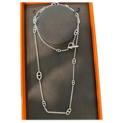 Sautoir Hermès Farandole 120 A Silver 46" New