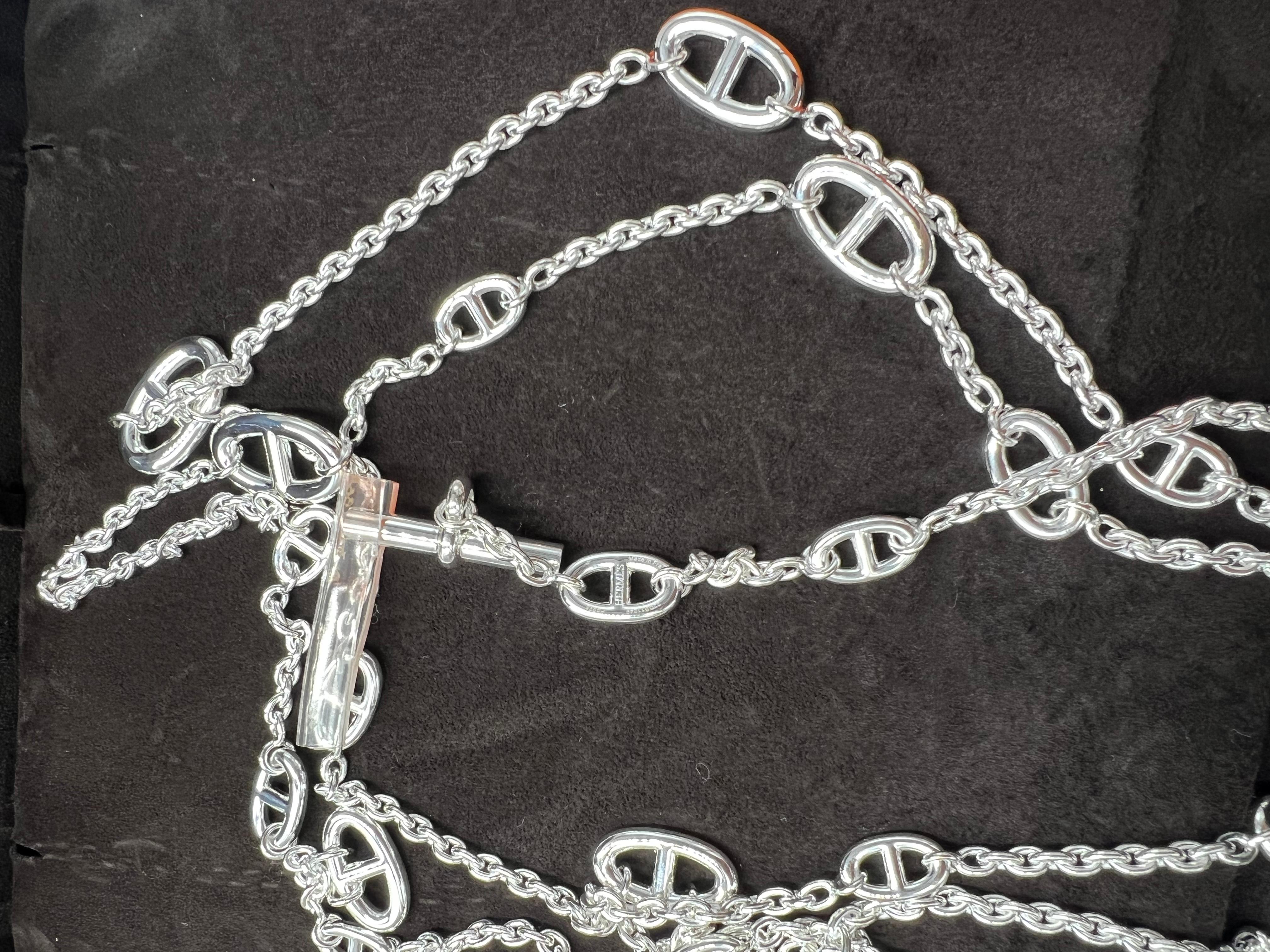 Hermes Farandole long necklace 160 silver In New Condition In London, England