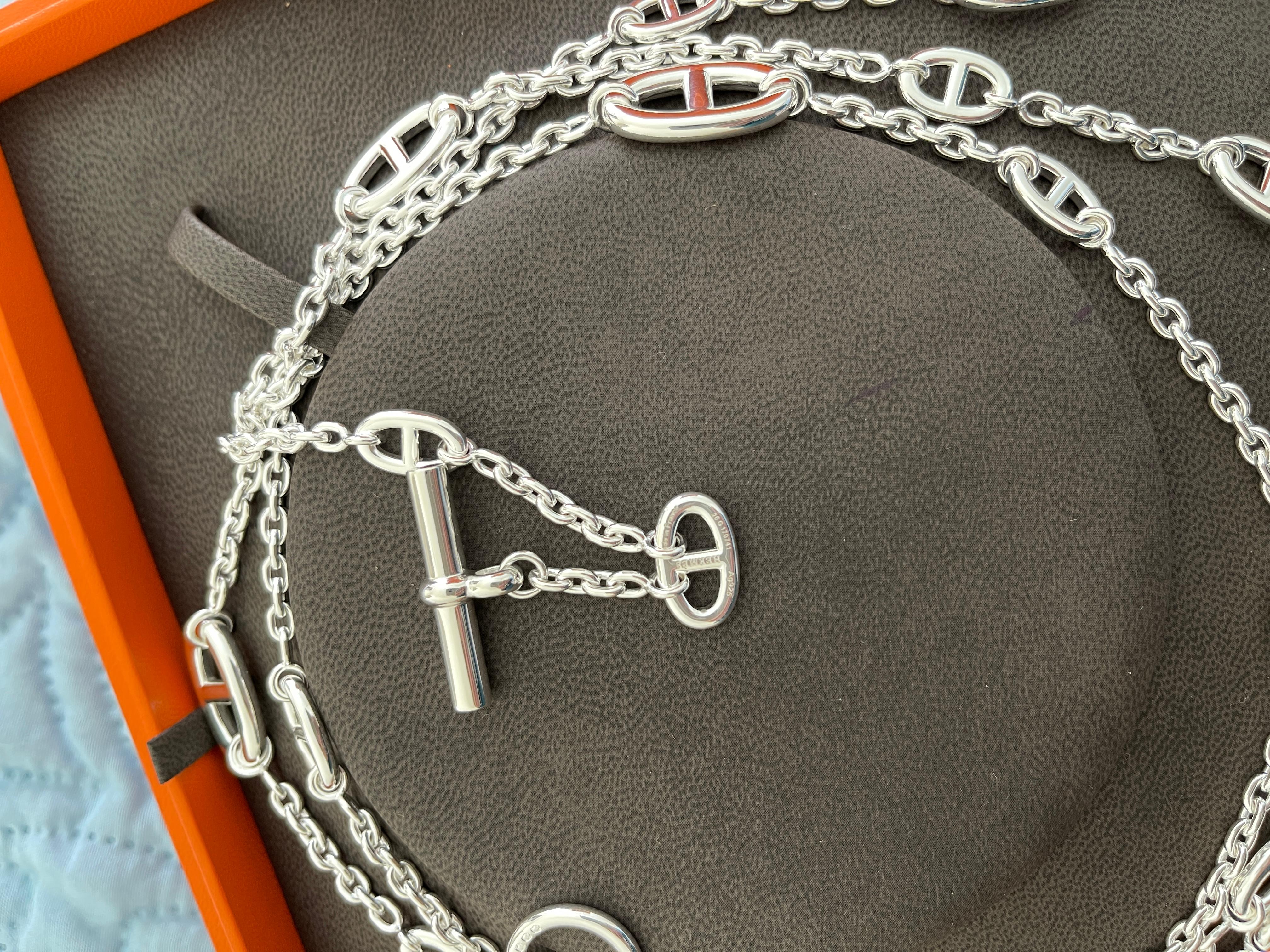 Hermes Farandole long necklace 160 Sterling Silver 63