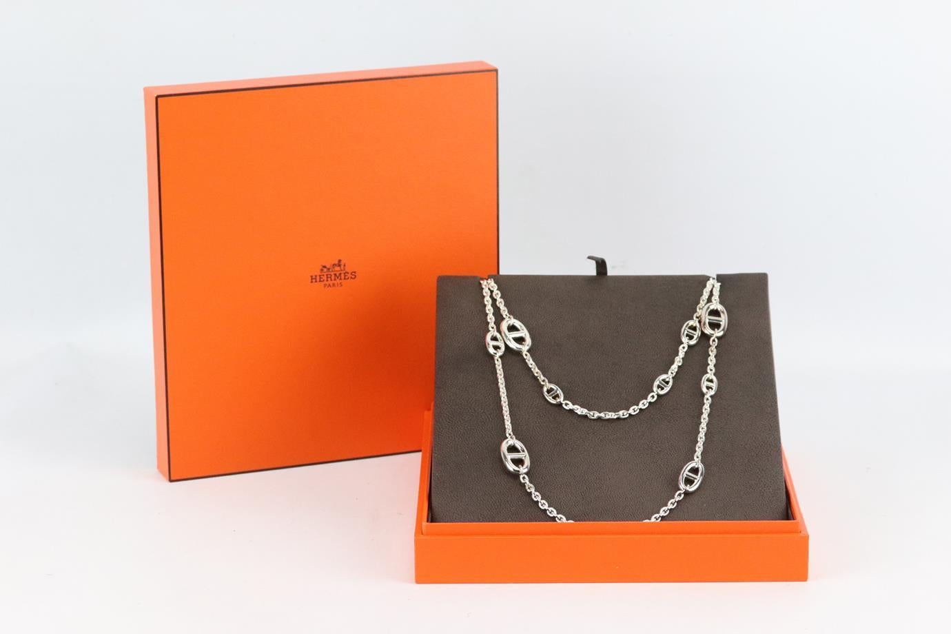 Hermès Farandole Long Sterling Silver Chain Necklace In Excellent Condition In London, GB