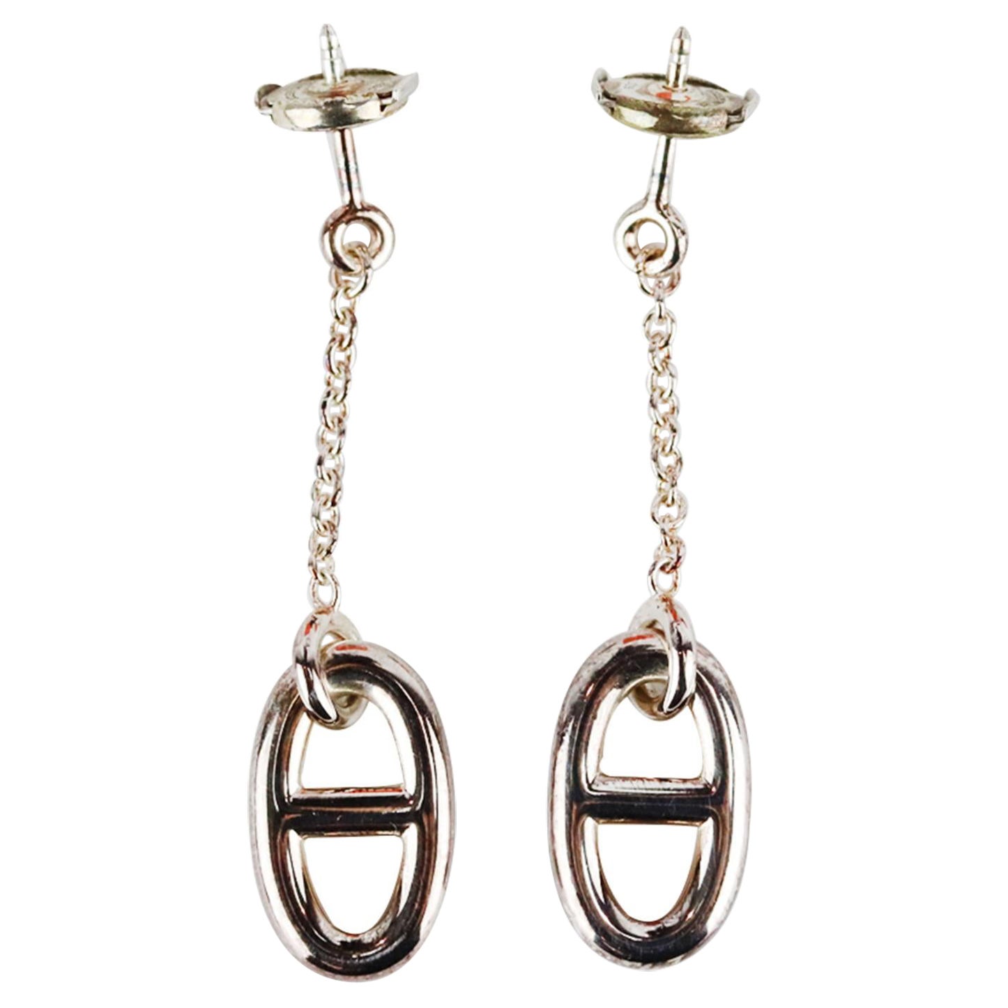 Hermès Farandole Medium Sterling Silver Chain Drop Earrings
