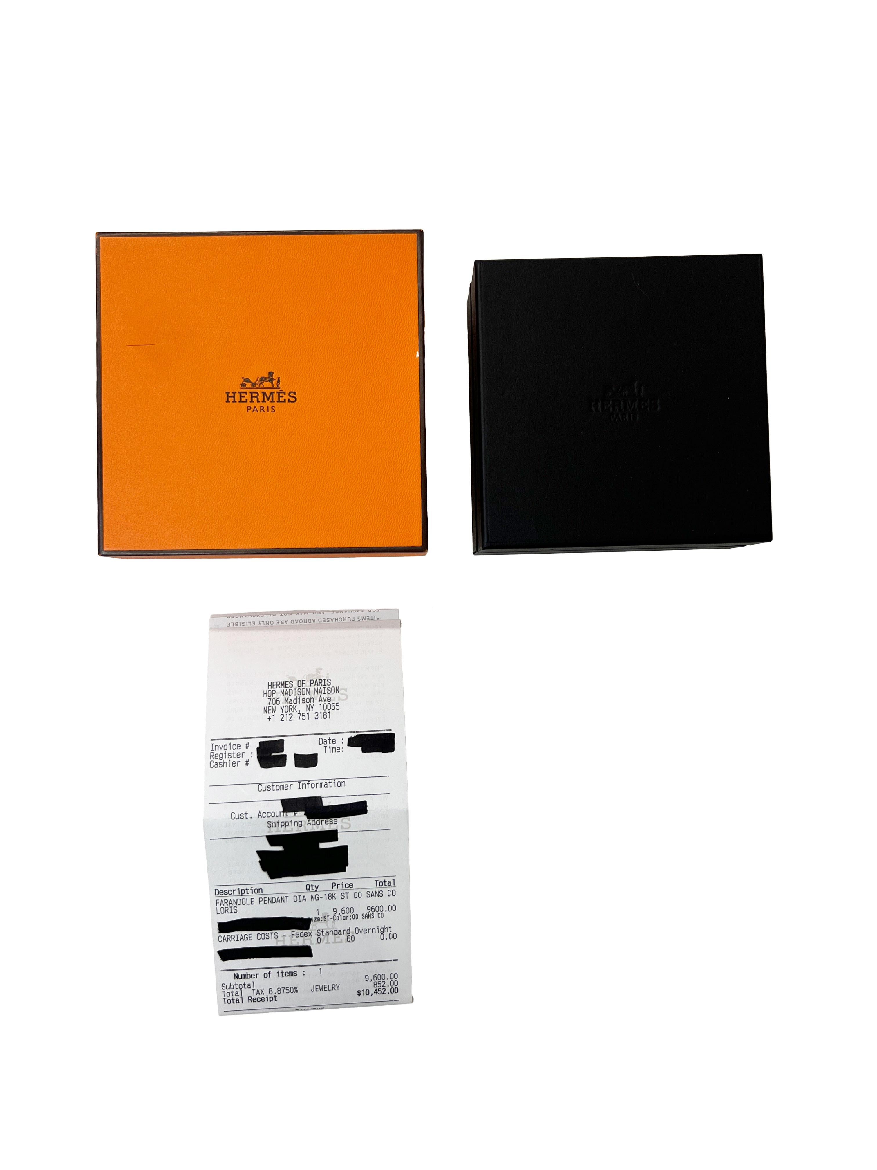 Women's Hermès Farandole Pendant in 18K White Gold 0.45 CTW For Sale