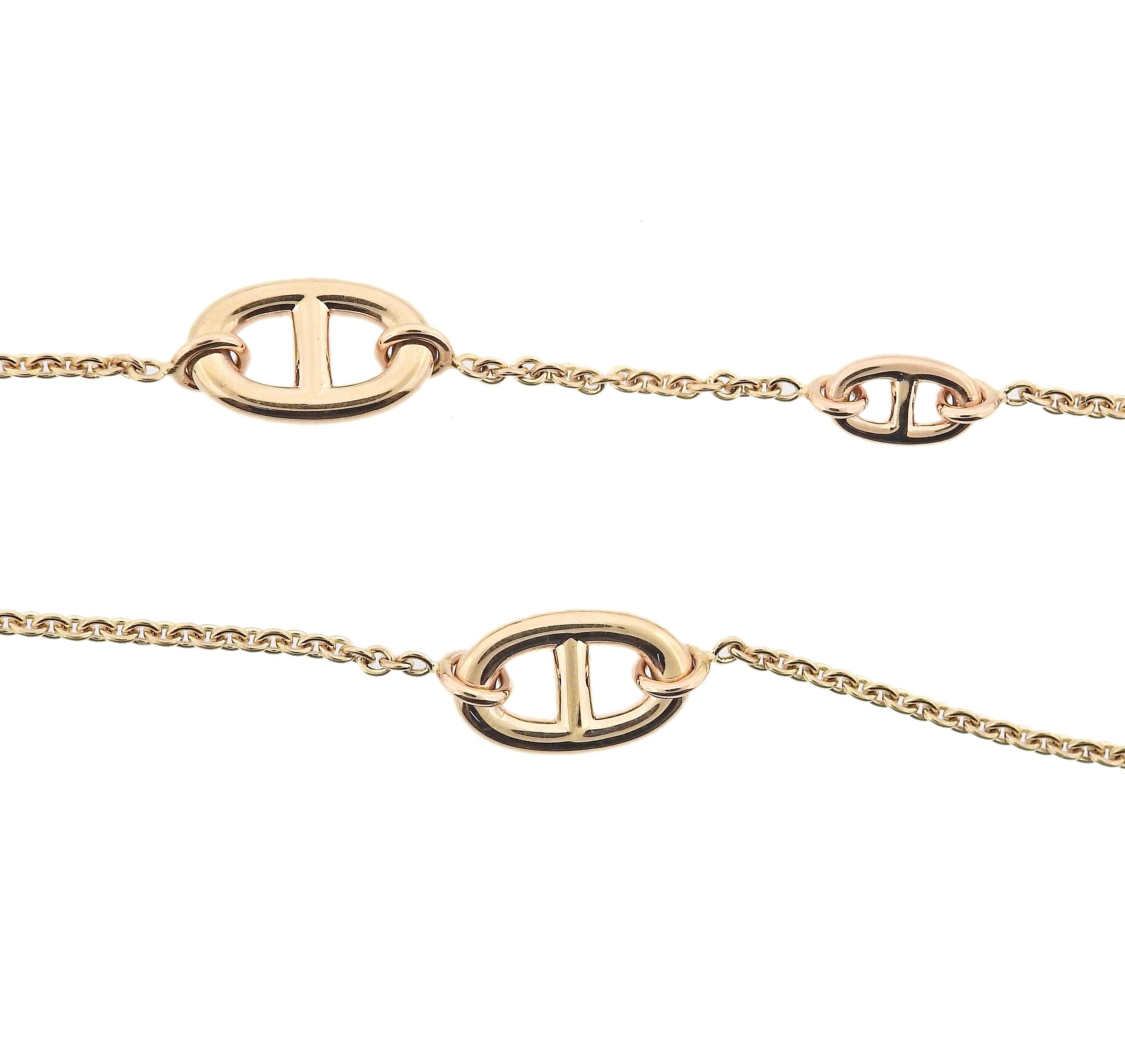 Hermes 18k Roségold lange Farandole Halskette, kleines Modell. Einzelhandel $9250. Die Halskette ist 48