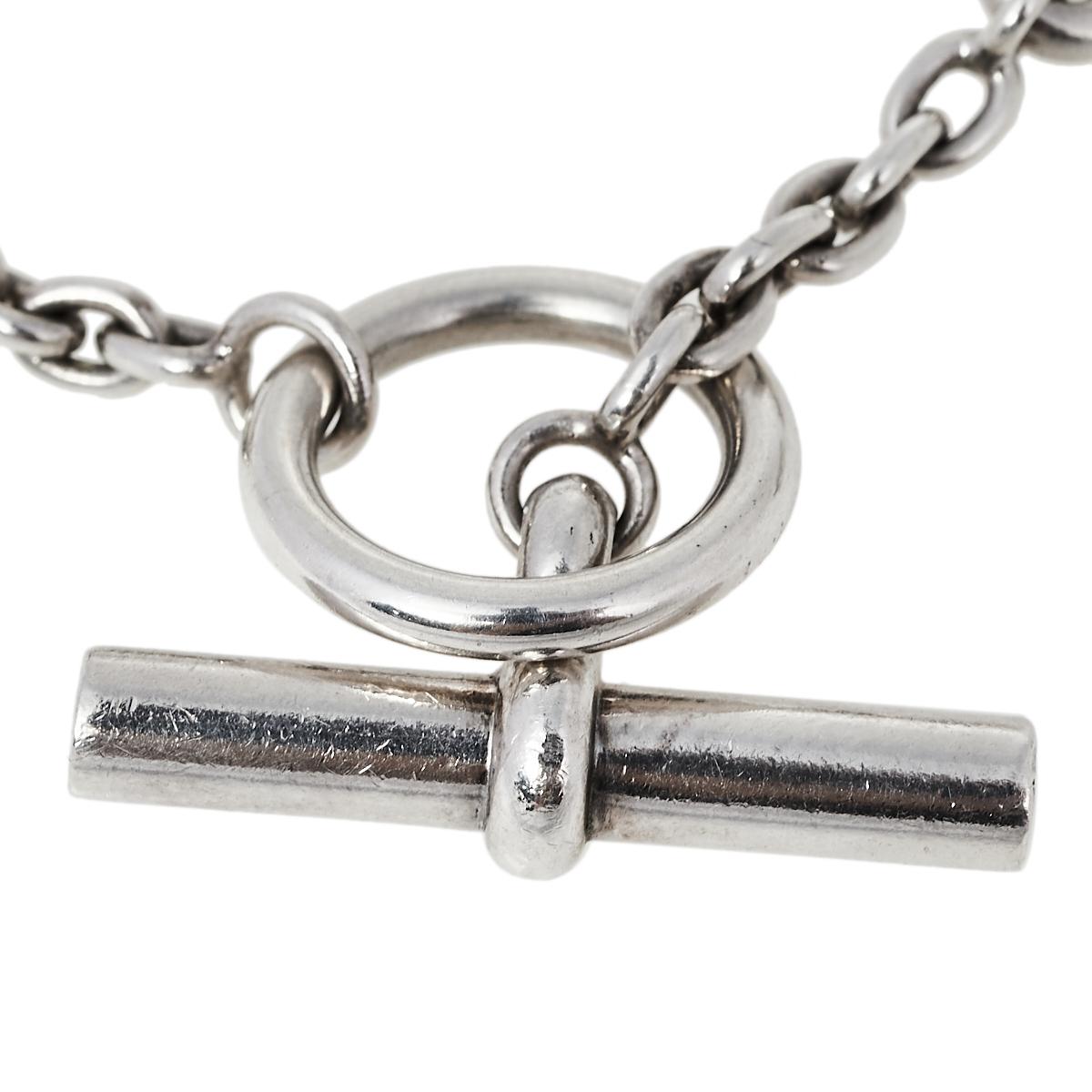 Contemporary Hermès Farandole Sterling Silver Chain Link Toggle Bracelet LG