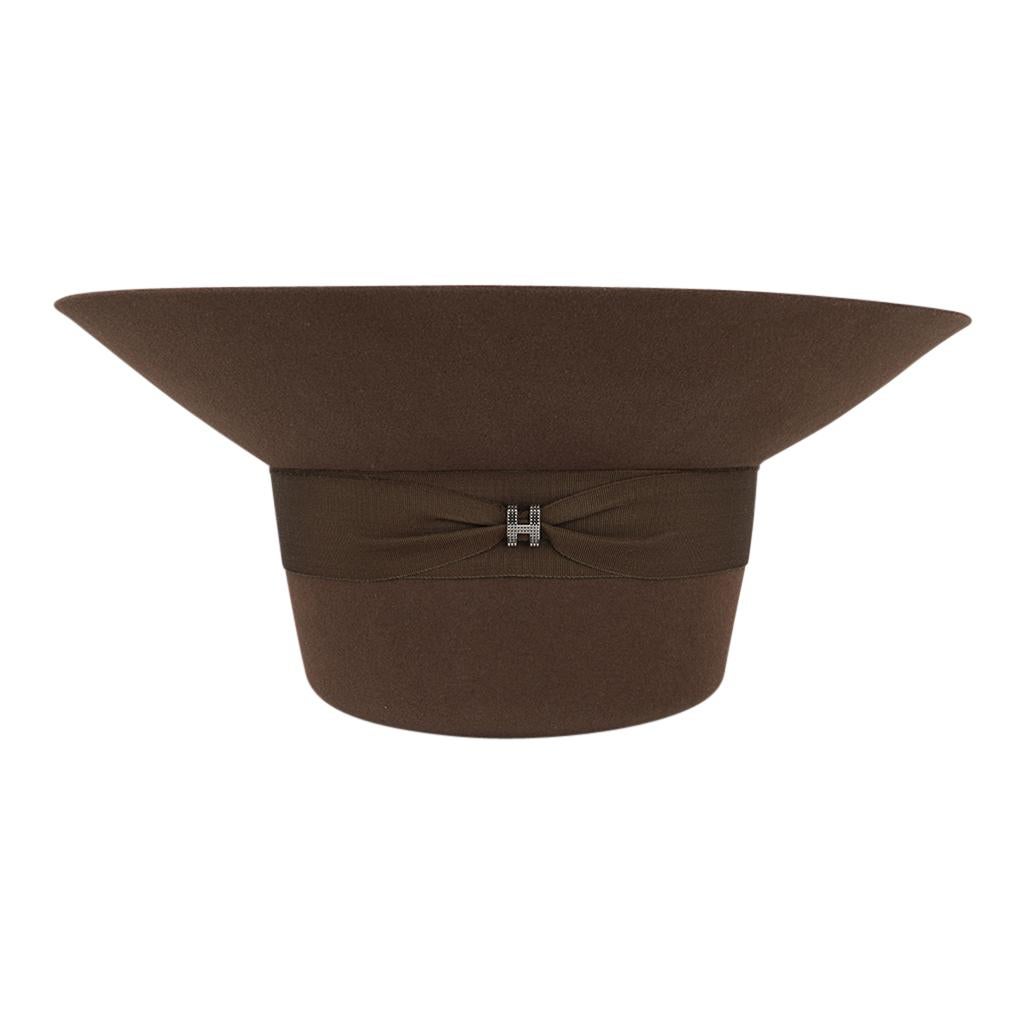 Hermes Farrah Pop H Hat Brown Rabbit Felt 58 For Sale 5