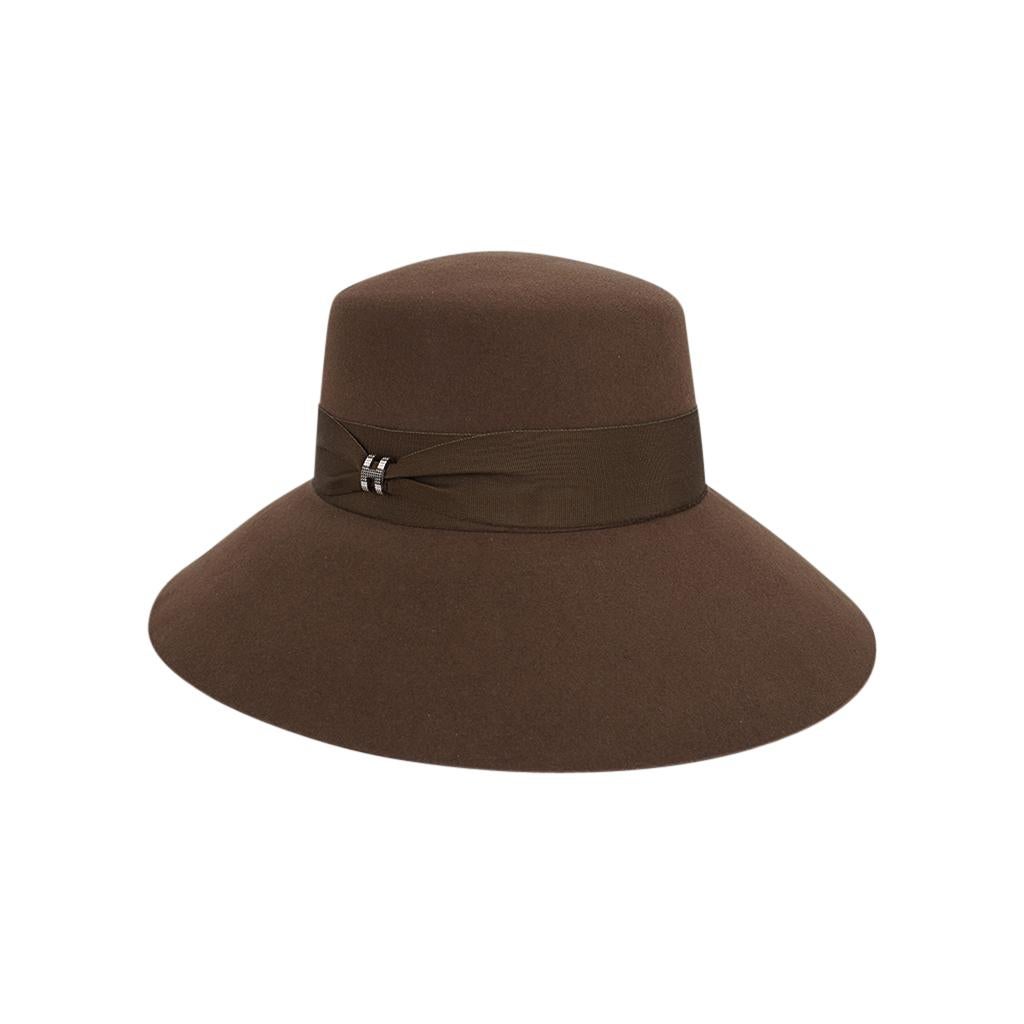 Hermes Farrah Pop H Hat Brown Rabbit Felt 58 For Sale 5