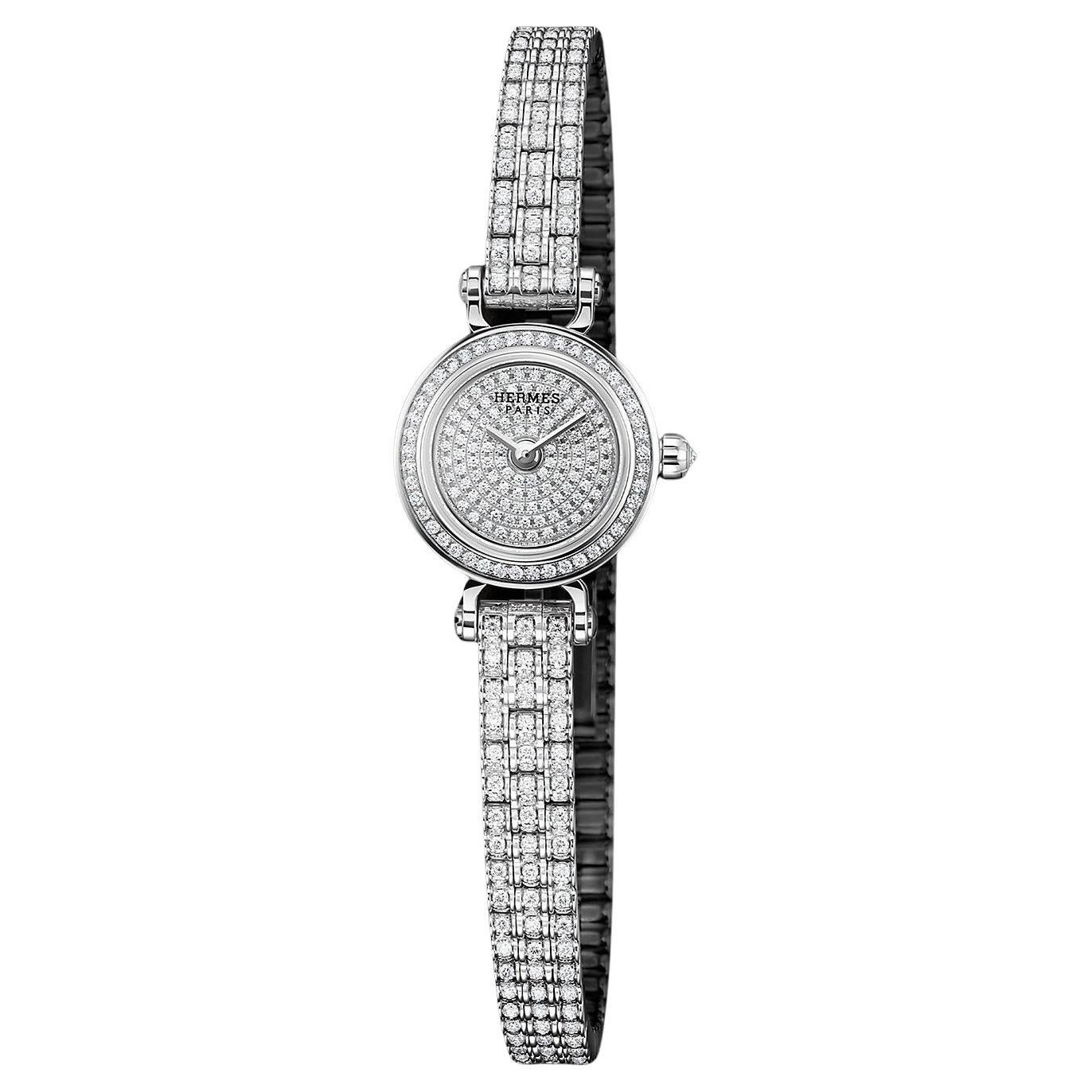 Hermes Faubourg Joaillerie watch white gold and diamonds