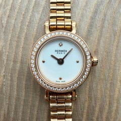 Hermes Faubourg Mini 15mm 18K Rose Gold White Dial Ladies Watch W048405WW00