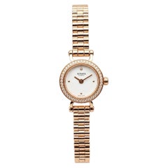 Hermes Faubourg Mini 15mm 18K Rose Gold White Dial Ladies Watch W048405WW00