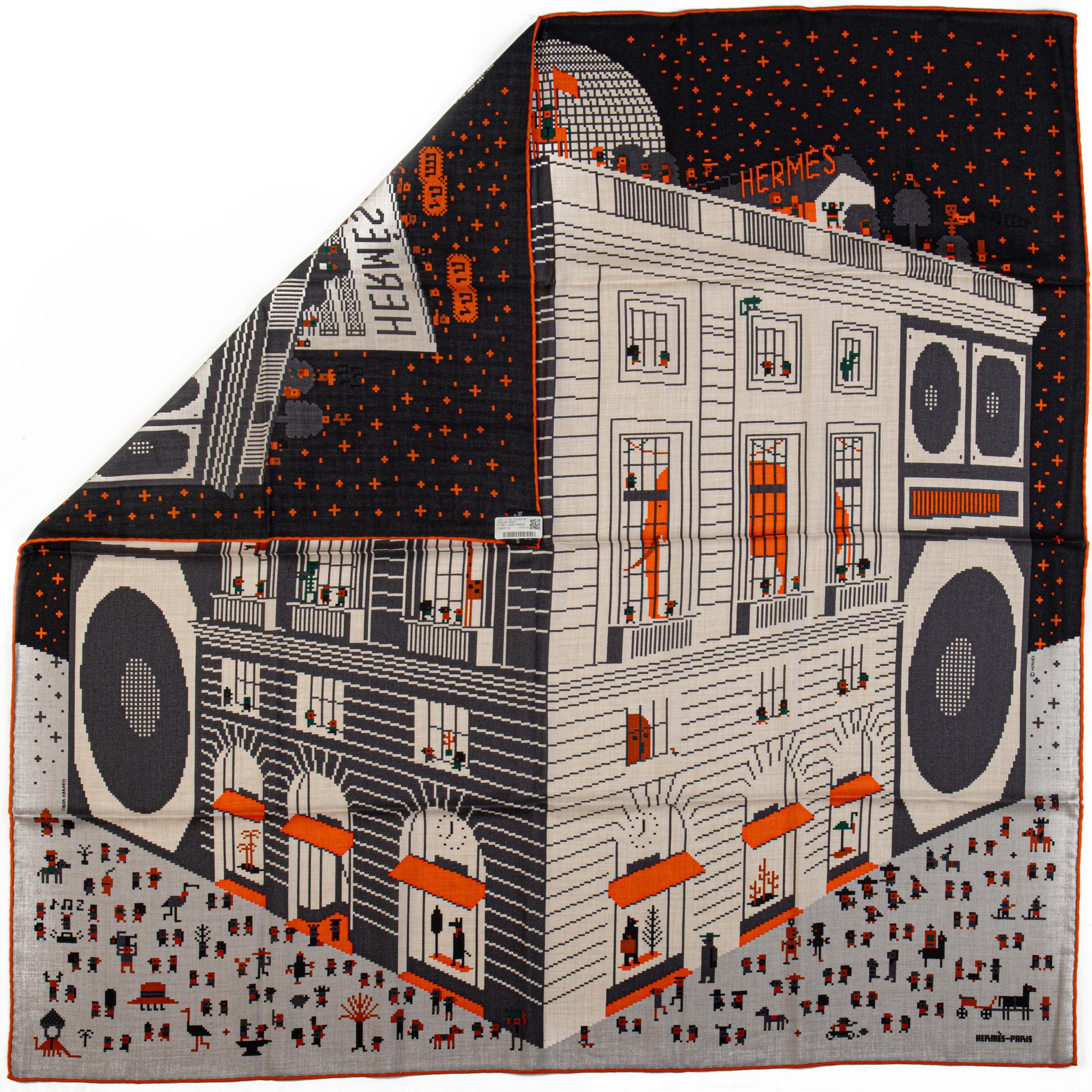 Brown Hermès Faubourg Party Cashmere Scarf For Sale