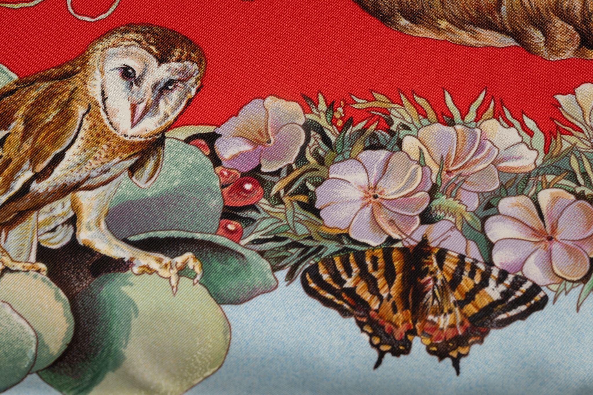 Brown Hermès Faune et Flora du Texas Scarf For Sale