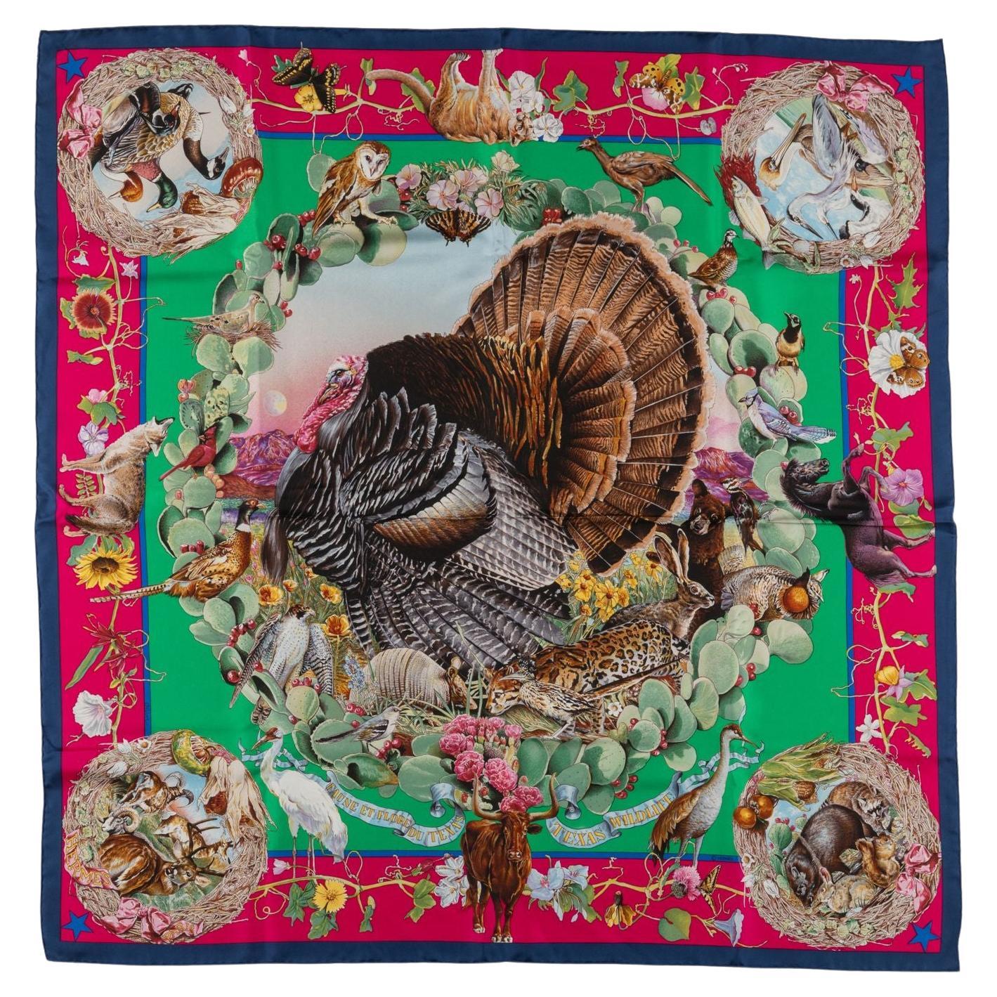 Hermès "Faune et Flore du Texas" Scarf For Sale