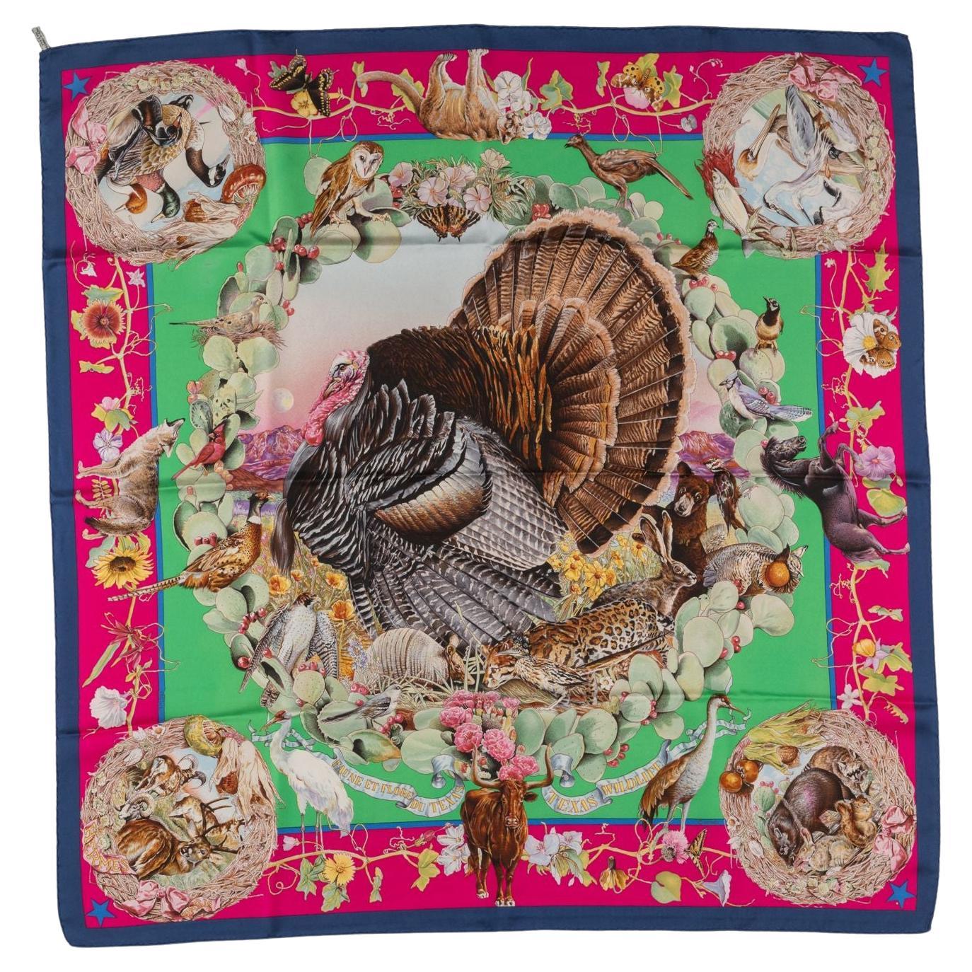 Hermès "Faune et Flore du Texas" Scarf For Sale