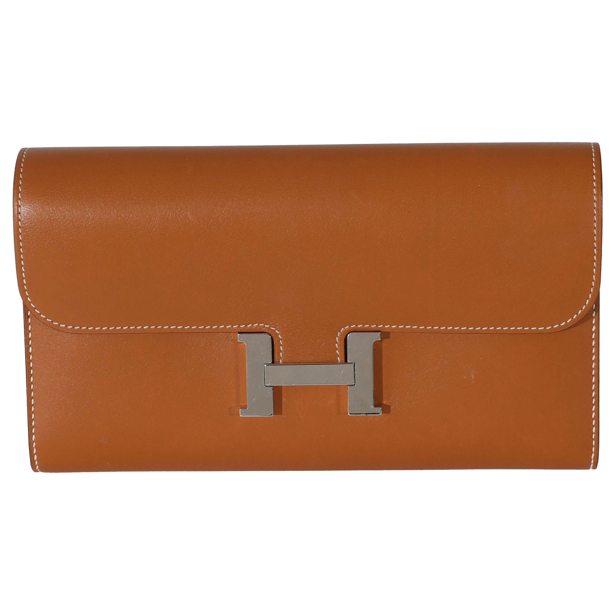 Hermès Fauve Barenia Constance Long Wallet PHW