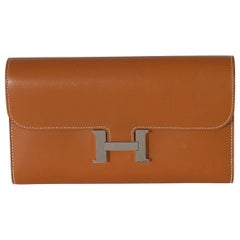 Hermès Fauve Barenia Constance Long Wallet PHW