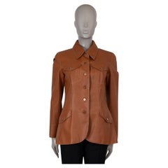 HERMES Fauve brown Barenia leather 2011 Blazer Jacket 38 S