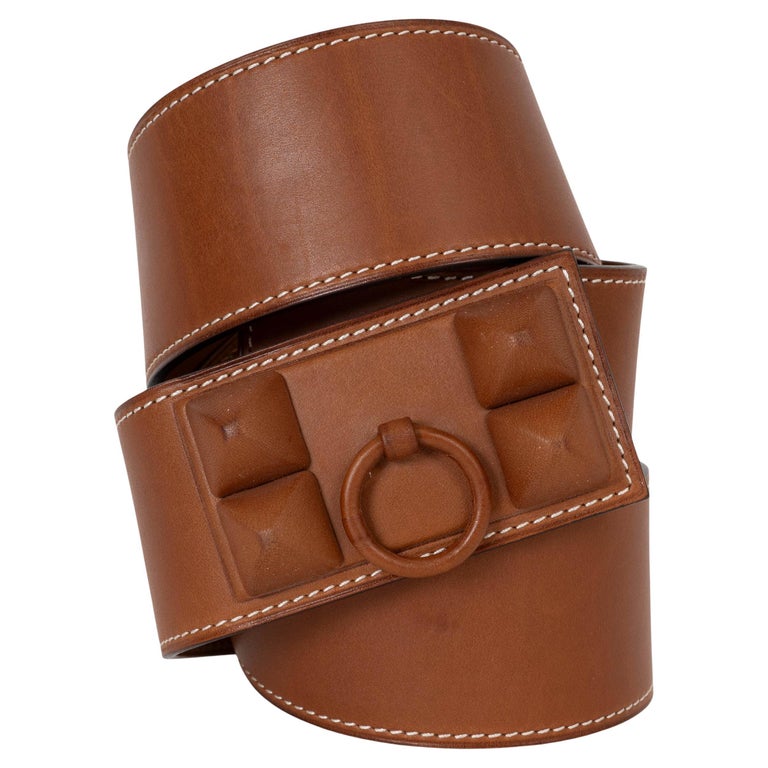 HERMES Fauve brown Barenia leather COLLIER DE CHIEN 50  display picture 3