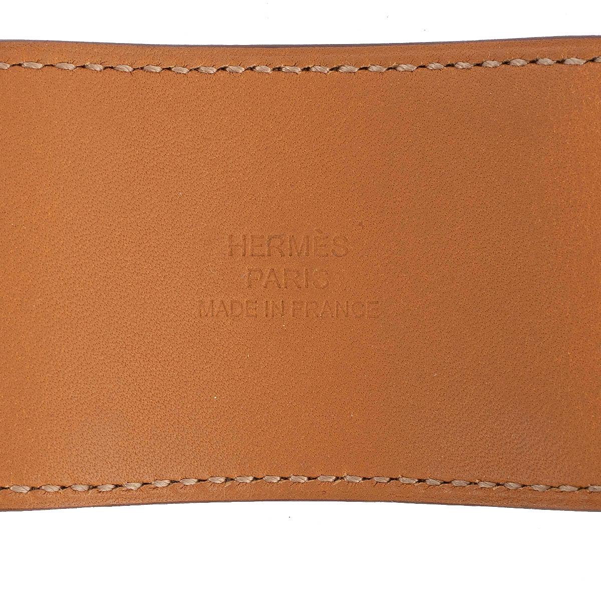 HERMES Fauve brown Barenia leather COLLIER DE CHIEN Cuff Bracelet S 2