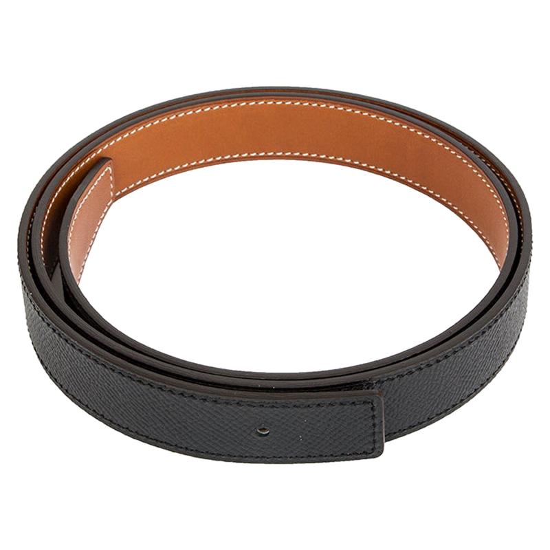 HERMES Fauve brown Black 24mm Reversible Belt Strap 70 Barenia / Epsom leather