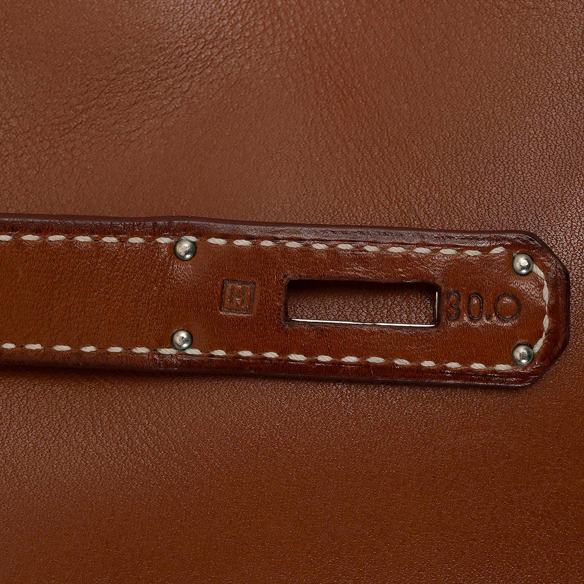 HERMES Fauve cognac Barenia cuir BIRKIN 35 Sac PHW en vente 2
