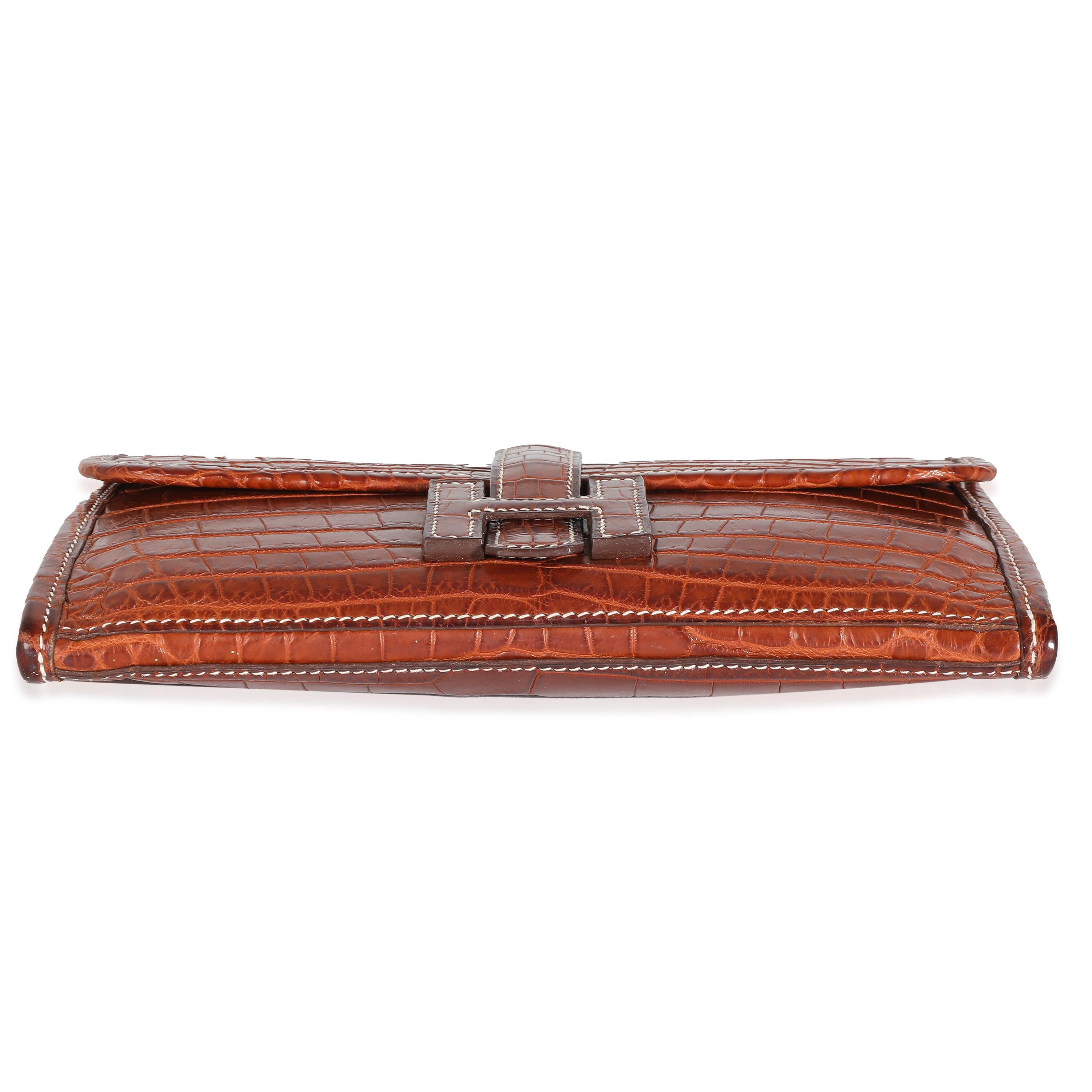 Hermès - Pochette en crocodile fauve Niloticus Lisse Mini Jige en vente 2