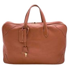 Used Hermes Fauve Taurillon Clemence Leather Victoria II 50 Bag