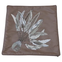 Hermès Feathers Cushion Pillow Brazil Silk Cotton Embroidered