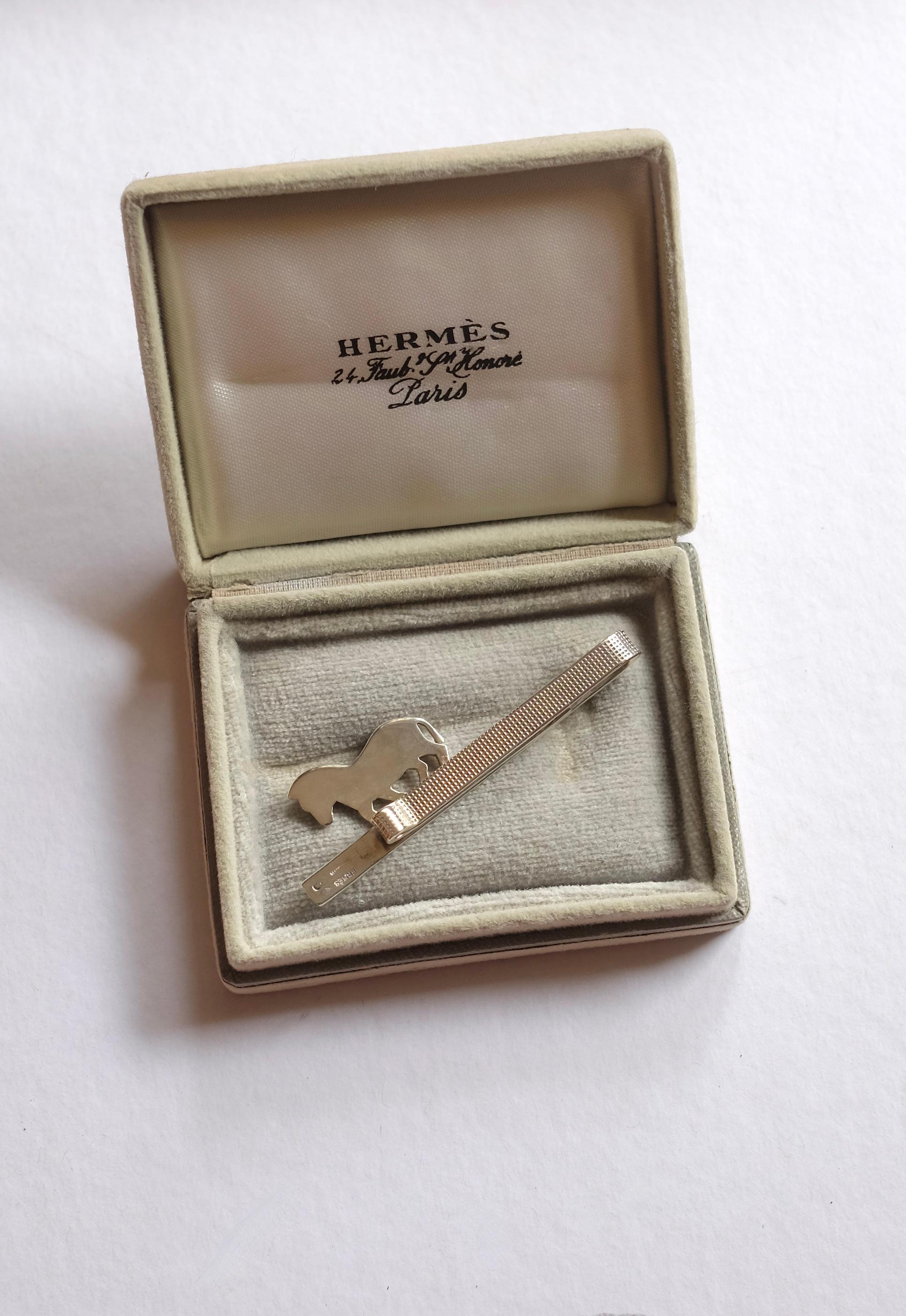 Brown HERMÈS - Fermacravatta in argento 925 con Zebra in vendita