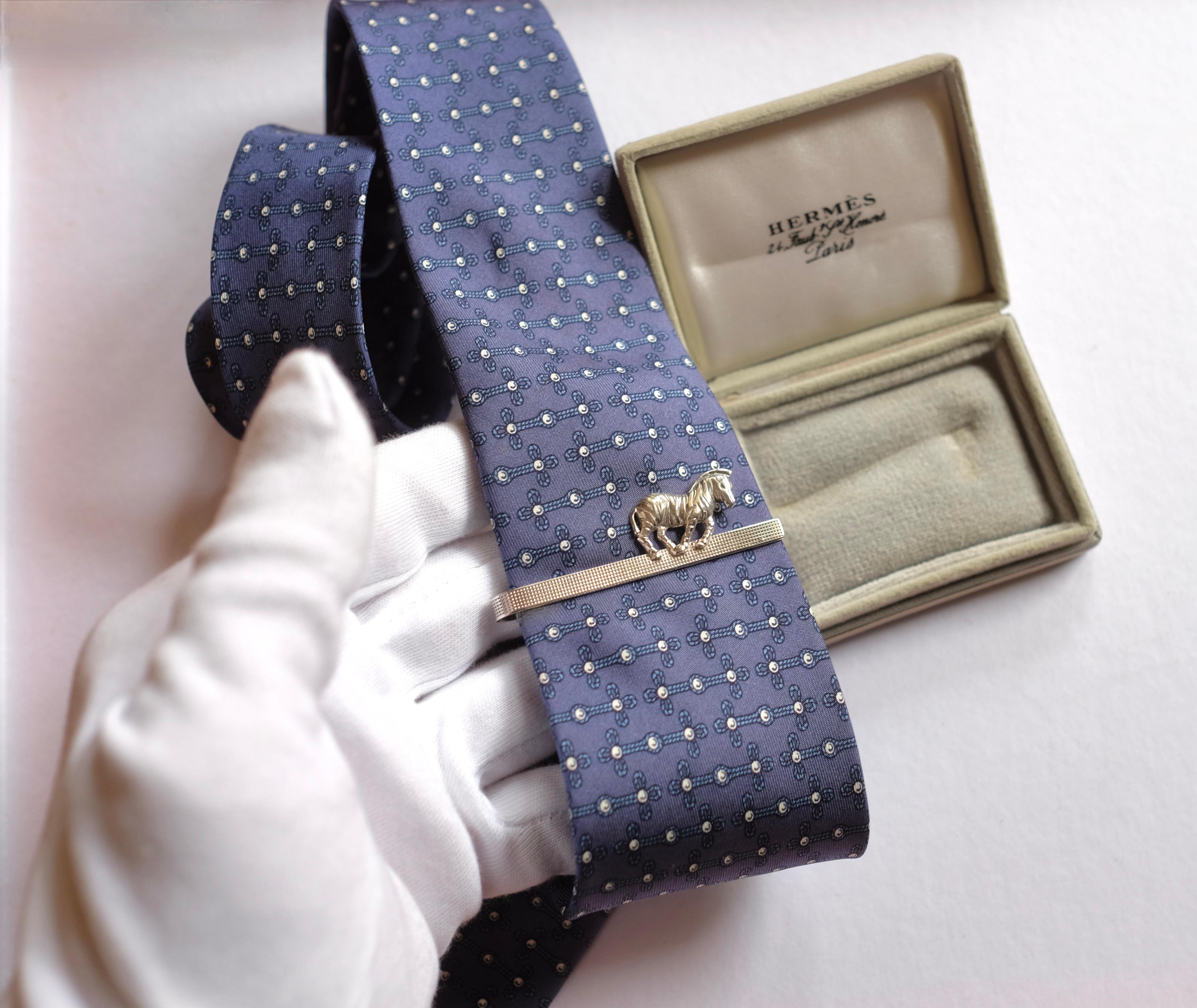 da uomo o donna HERMÈS - Fermacravatta in argento 925 con Zebra in vendita