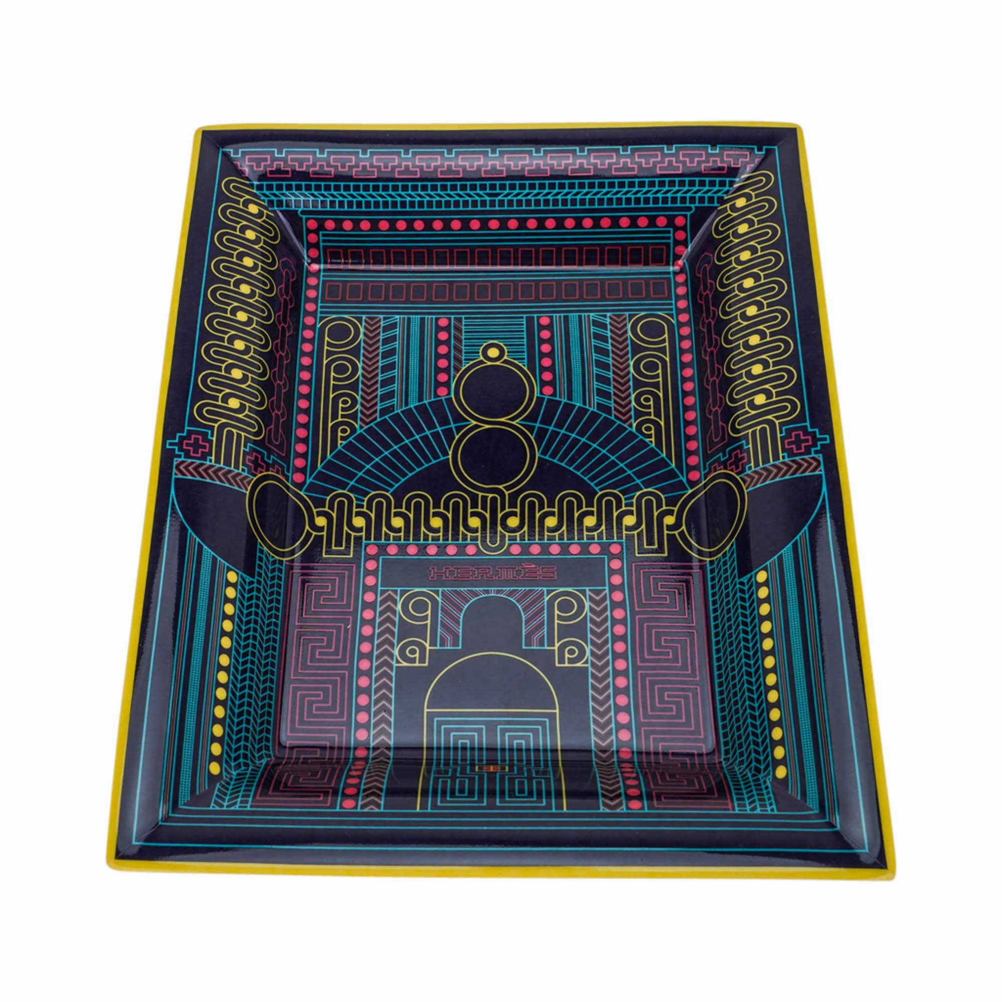 Hermes Fete au Faubourg Change Tray Marine Porcelain 3