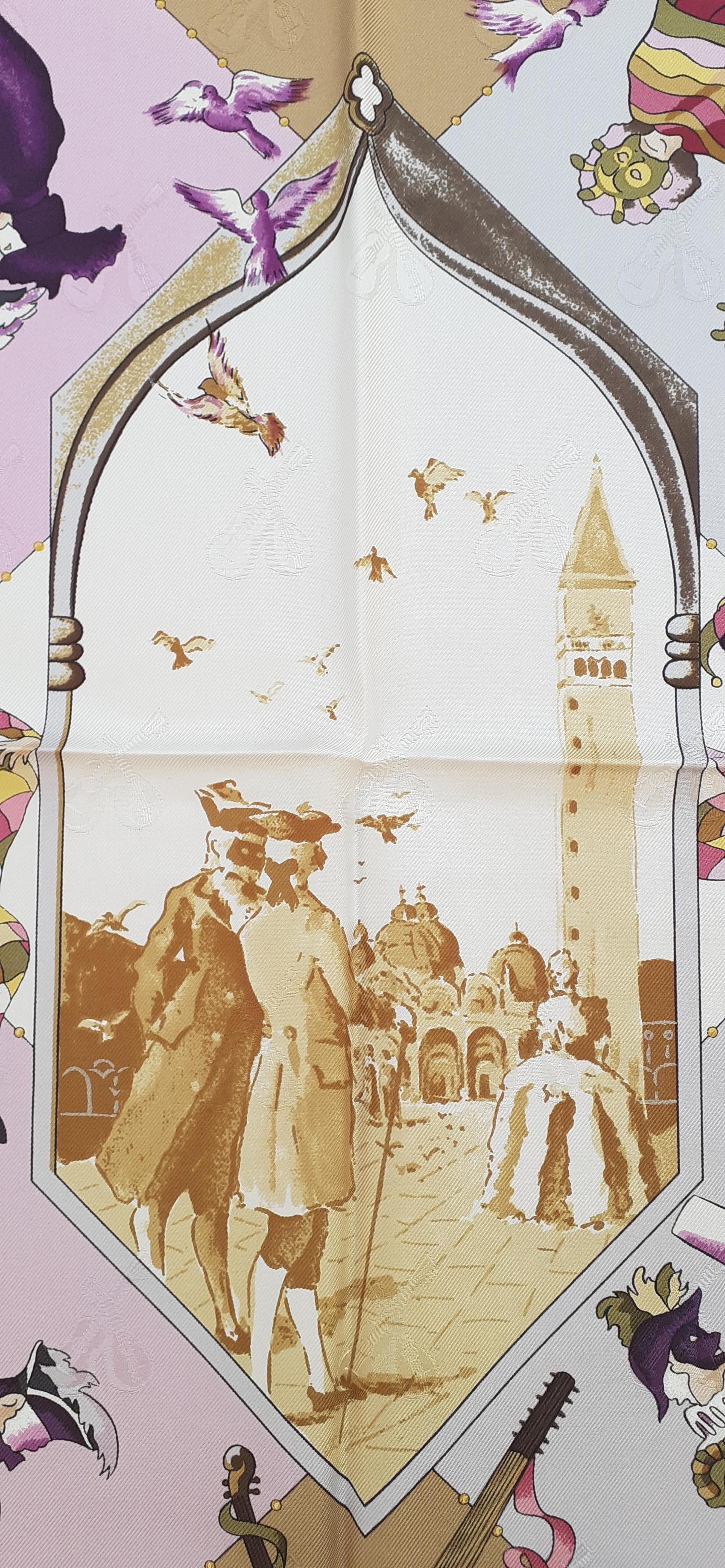 Sciarpa di seta Hermès Fetes Venitiennes Carnevale di Venezia Venezia Italia in vendita 10