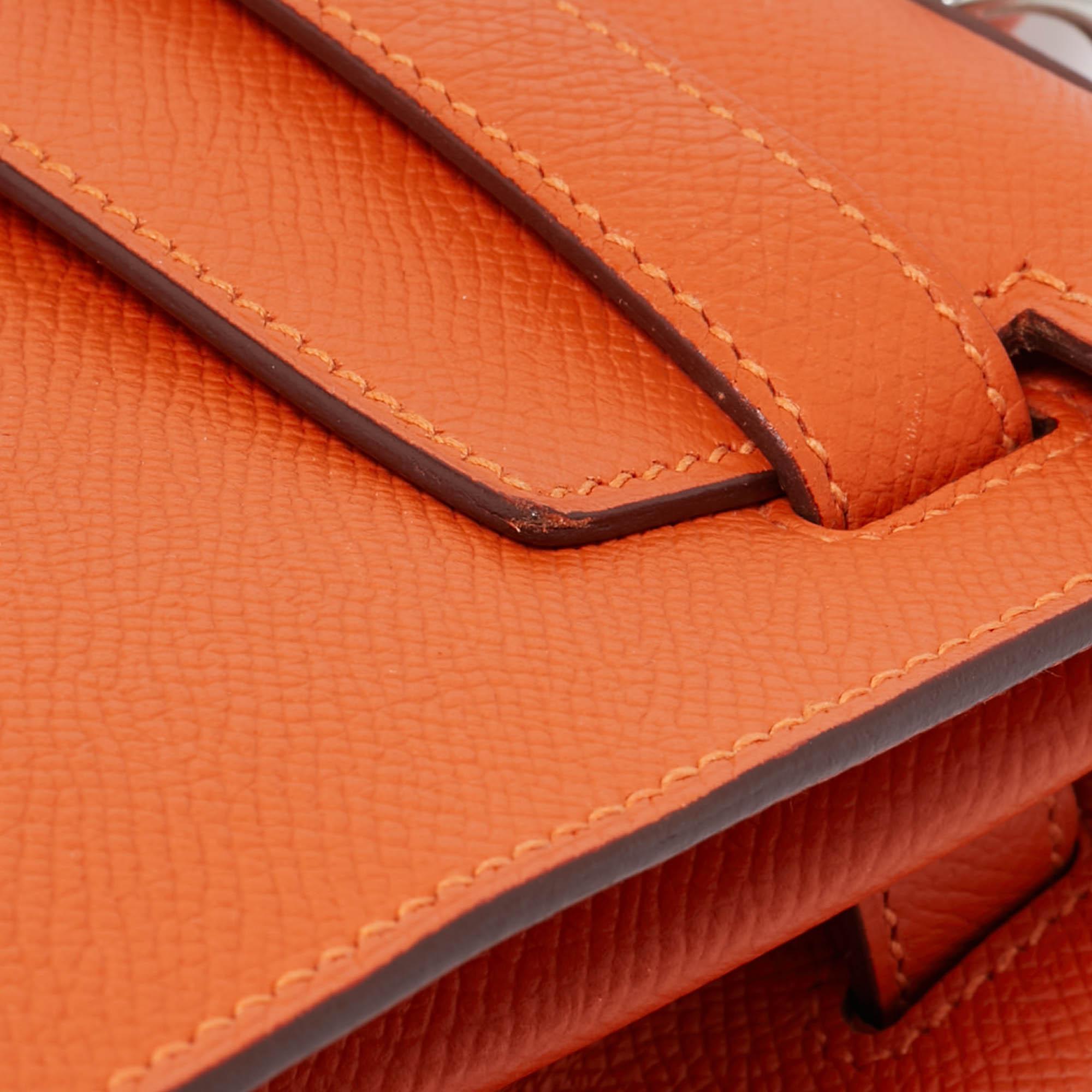 Hermes Feu Epsom Leather Palladium Finish Kelly Sellier 32 Bag For Sale 10