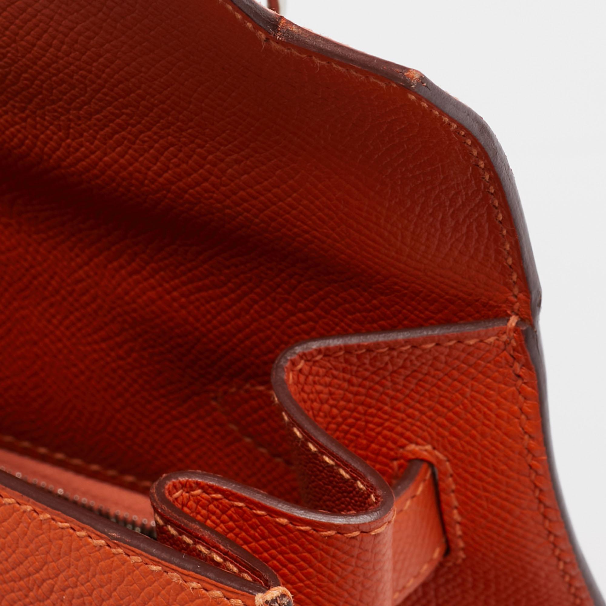 Hermes Feu Epsom Leather Palladium Finish Kelly Sellier 32 Bag For Sale 15