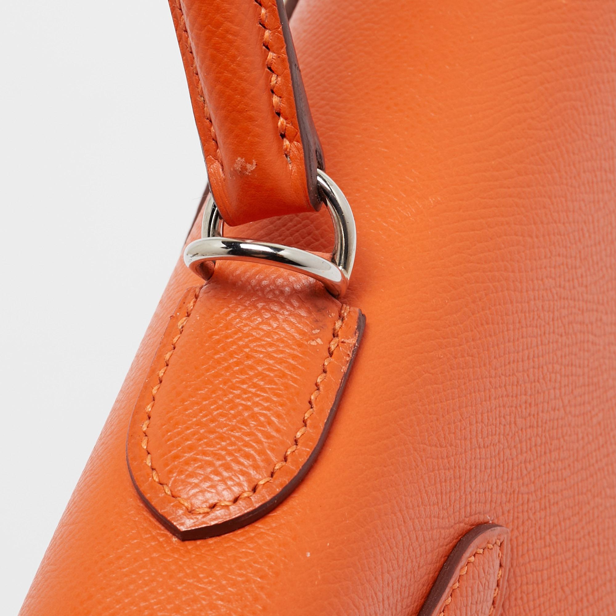 Hermes Feu Epsom Leather Palladium Finish Kelly Sellier 32 Bag For Sale 4