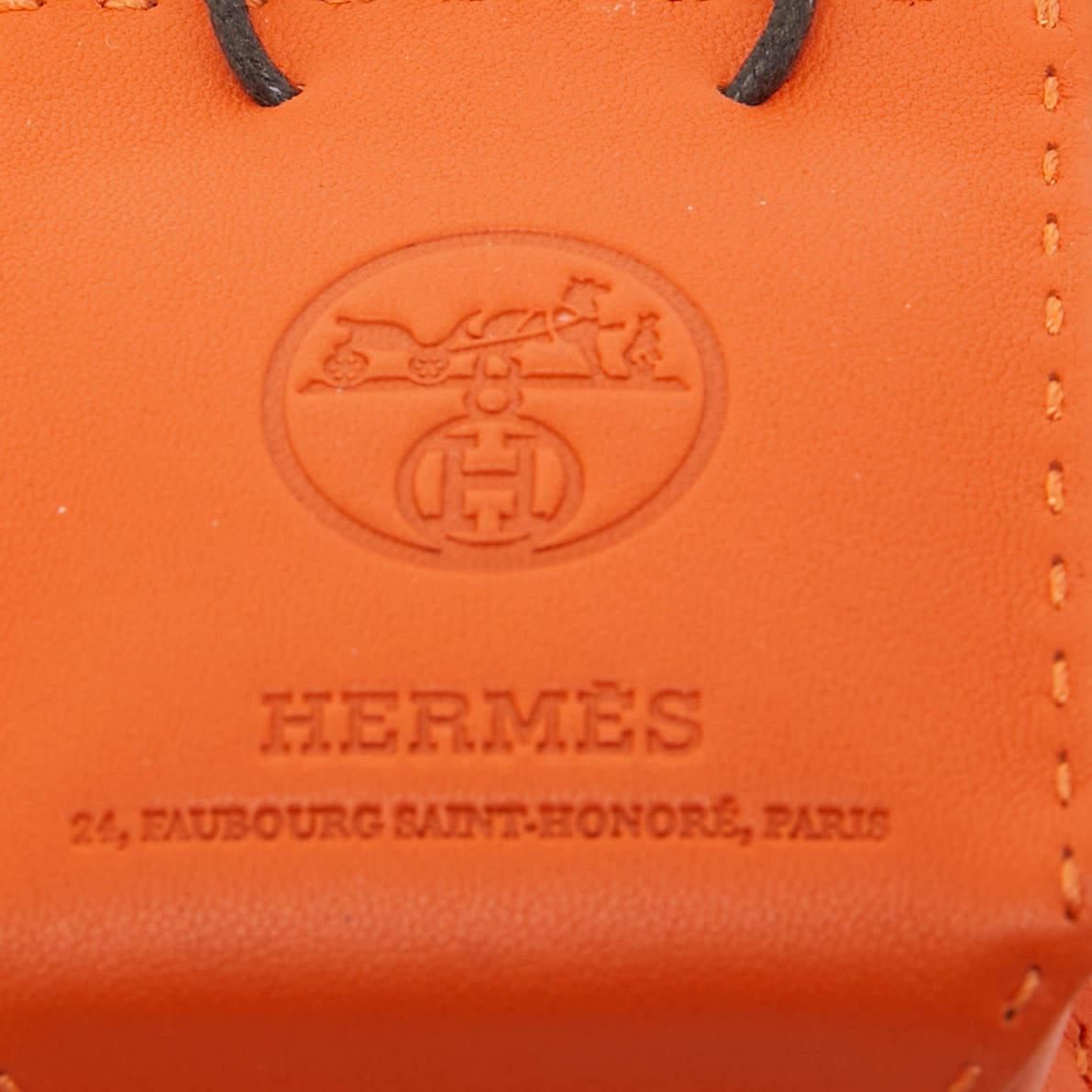 Women's Hermes Feu/Gold Milo Lambskin and Swift Leather Shopping Bag Charm