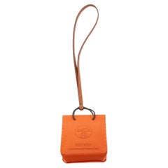 Hermes Feu/Gold Milo Lambskin and Swift Leather Shopping Bag Charm