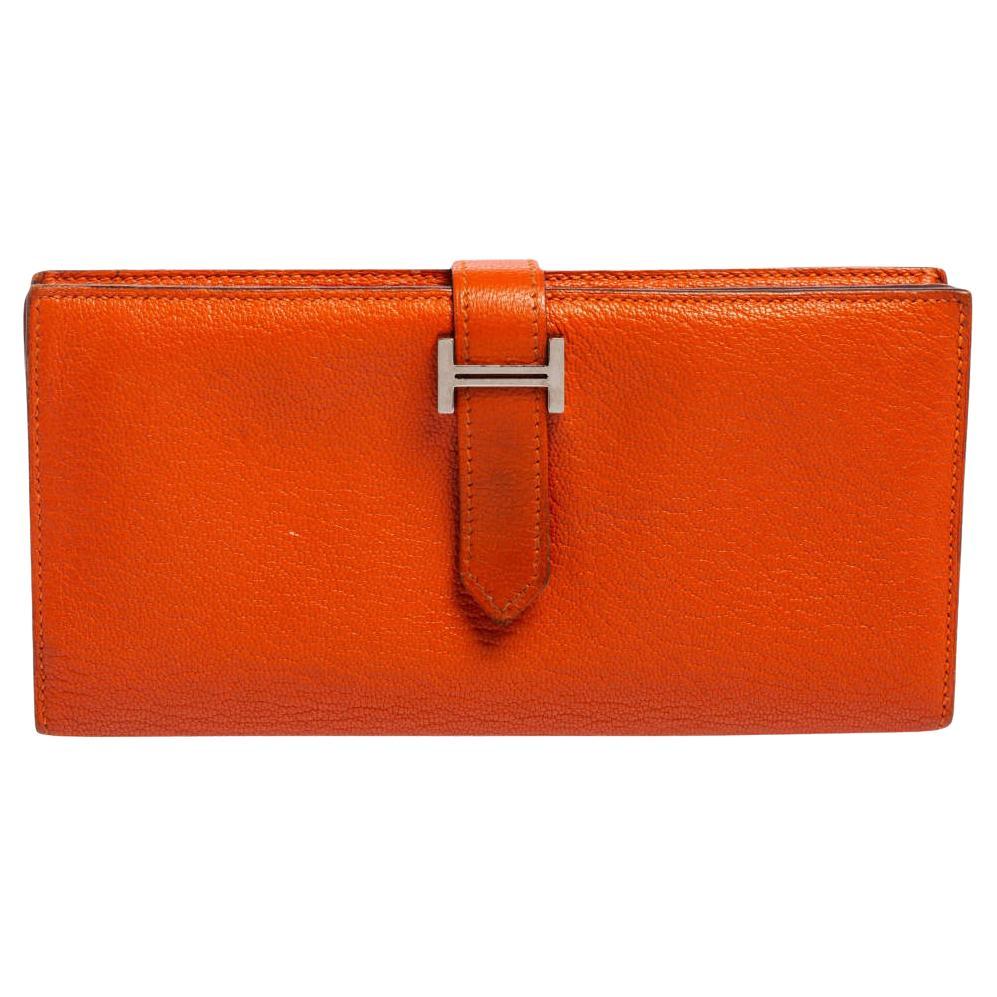 Hermés Feu Mysore Leder Bearn Gusset Geldbörse im Angebot