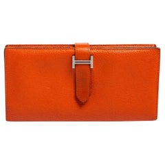 Used Hermés Feu Mysore Leather Bearn Gusset Wallet