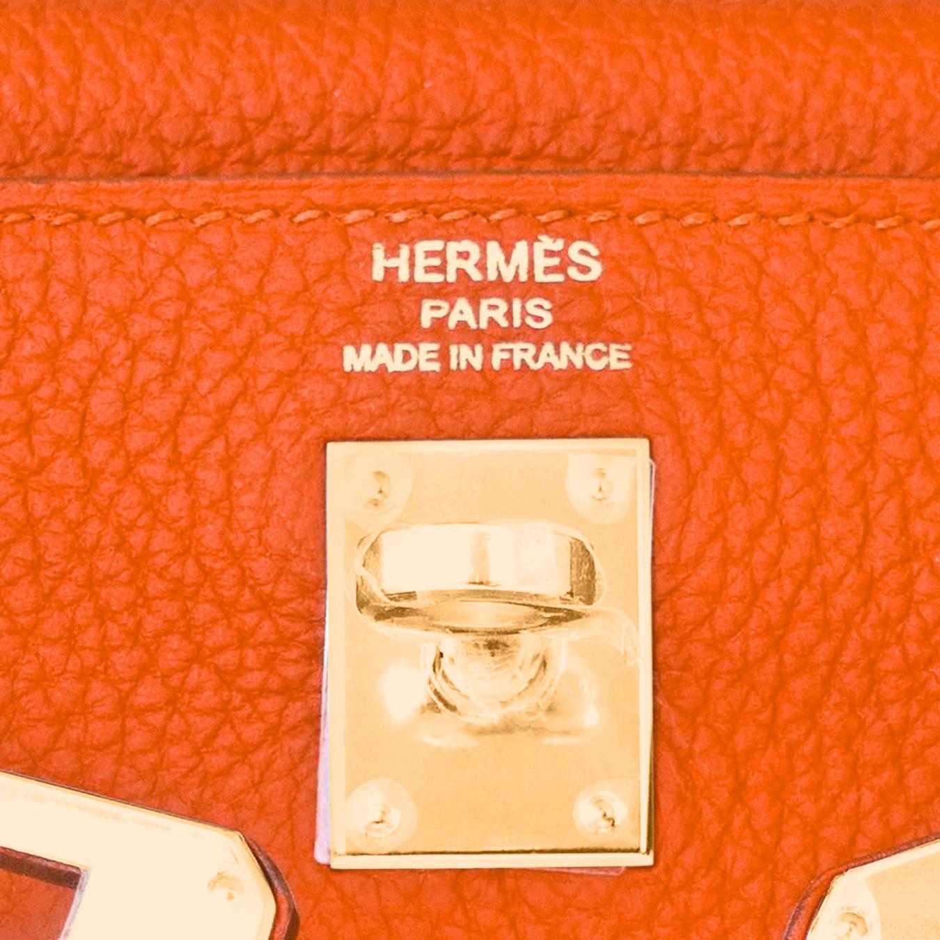 Hermes Feu Orange 25cm Togo Mini Kelly Bag Gold Y Stamp 2
