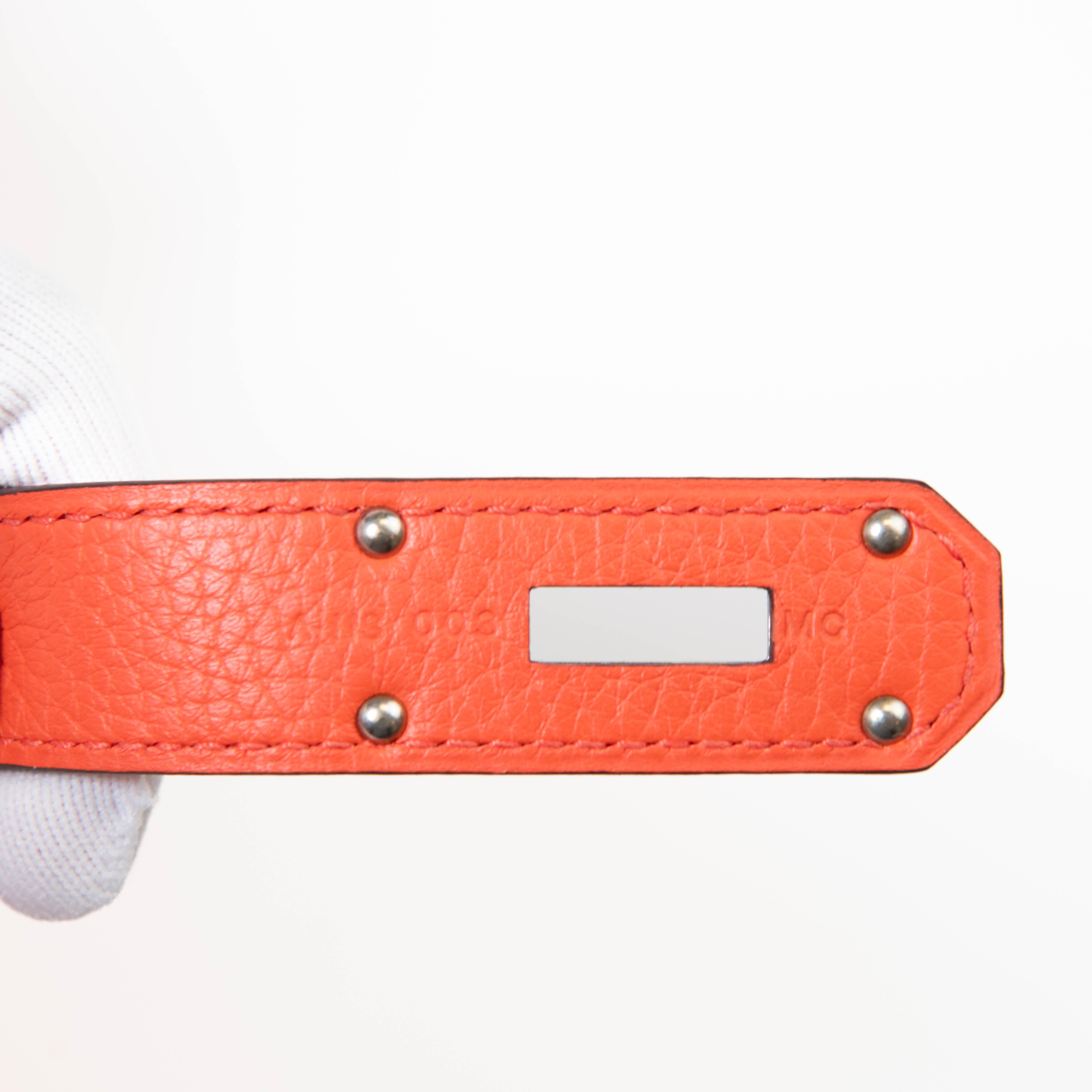 Hermes Feu Orange Swift Pelle Jypsiere 34 Borsa Palladium Hardware in vendita 8