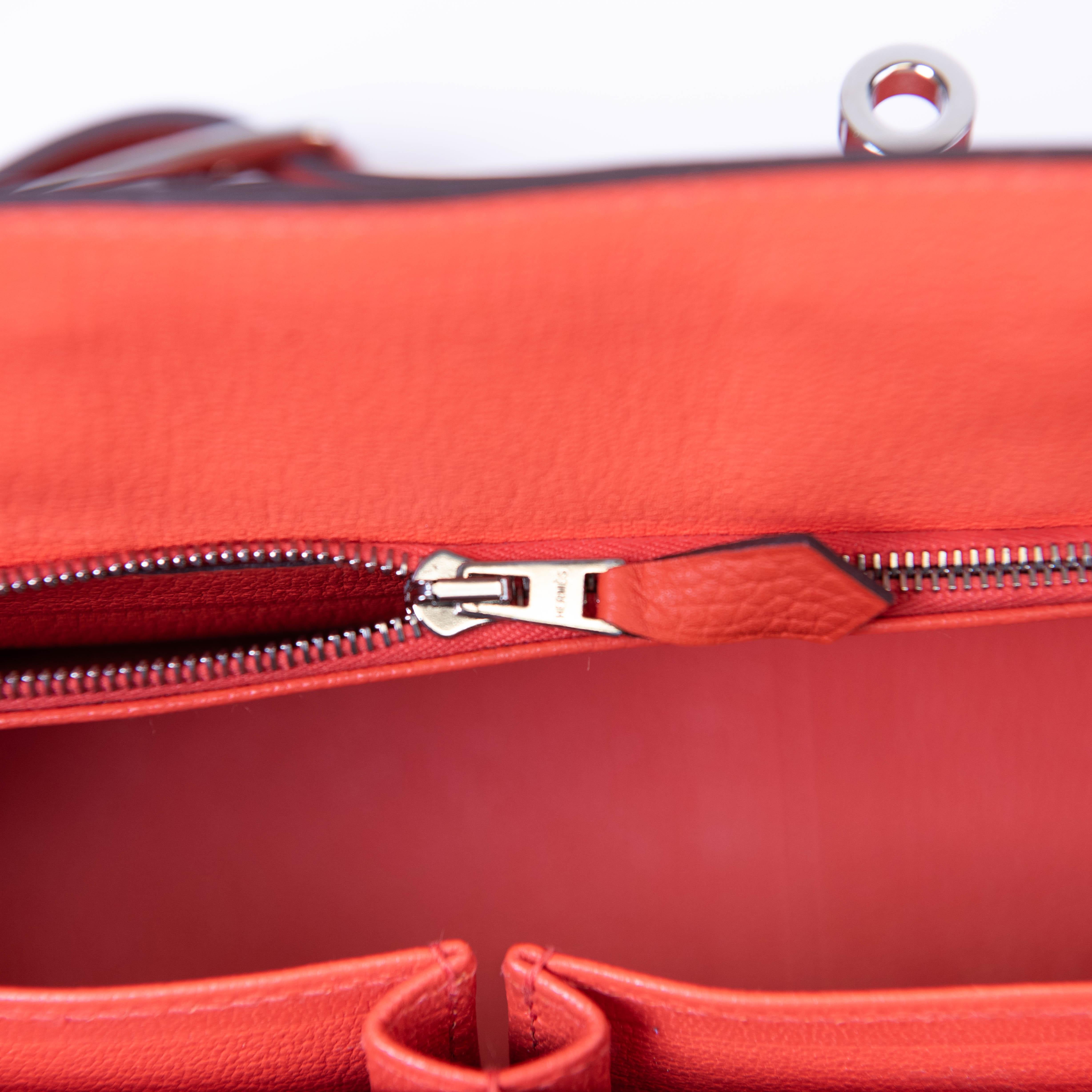 Hermes Feu Orange Swift Pelle Jypsiere 34 Borsa Palladium Hardware in vendita 10