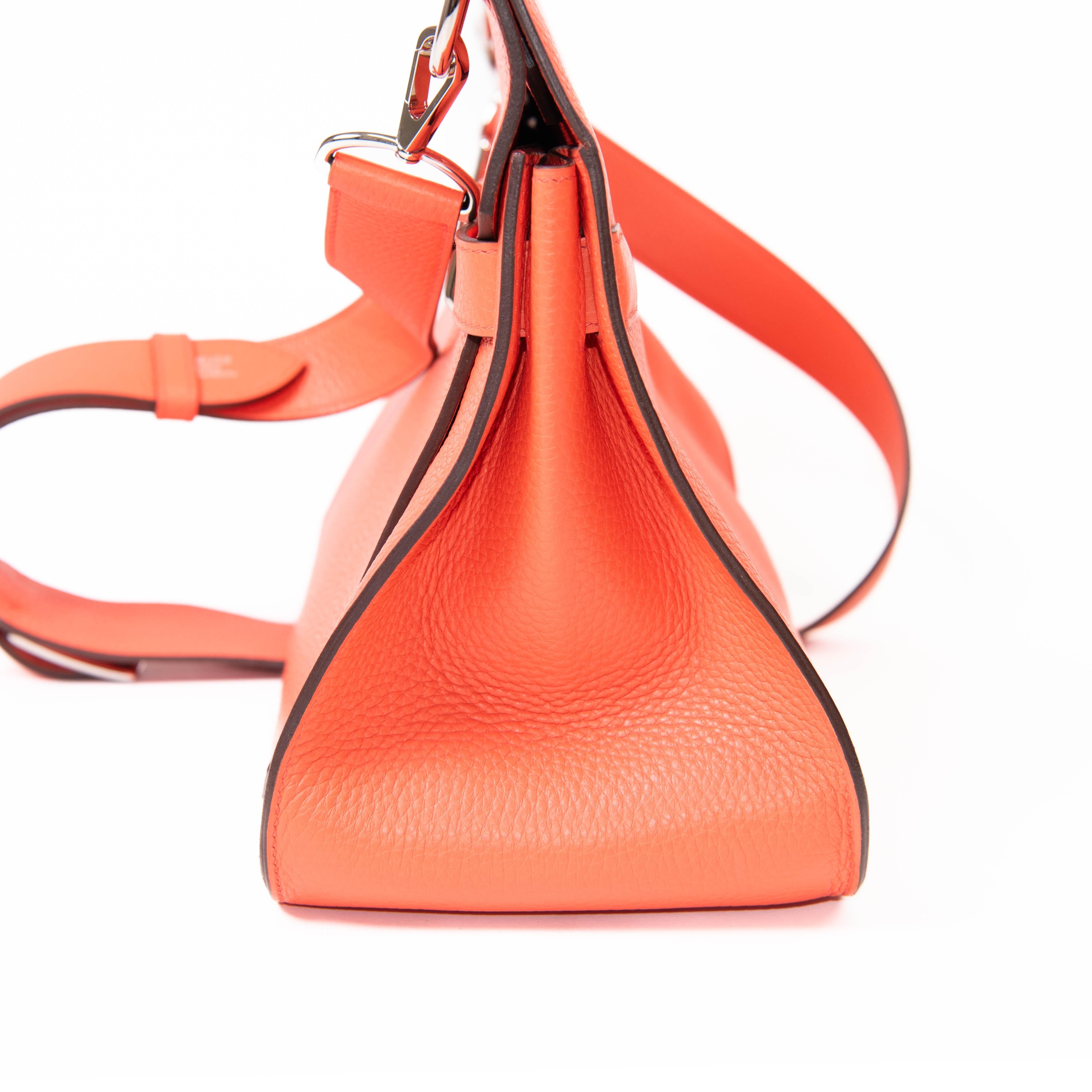Hermes Feu Orange Swift Pelle Jypsiere 34 Borsa Palladium Hardware In condizioni ottime in vendita a Corona Del Mar, CA