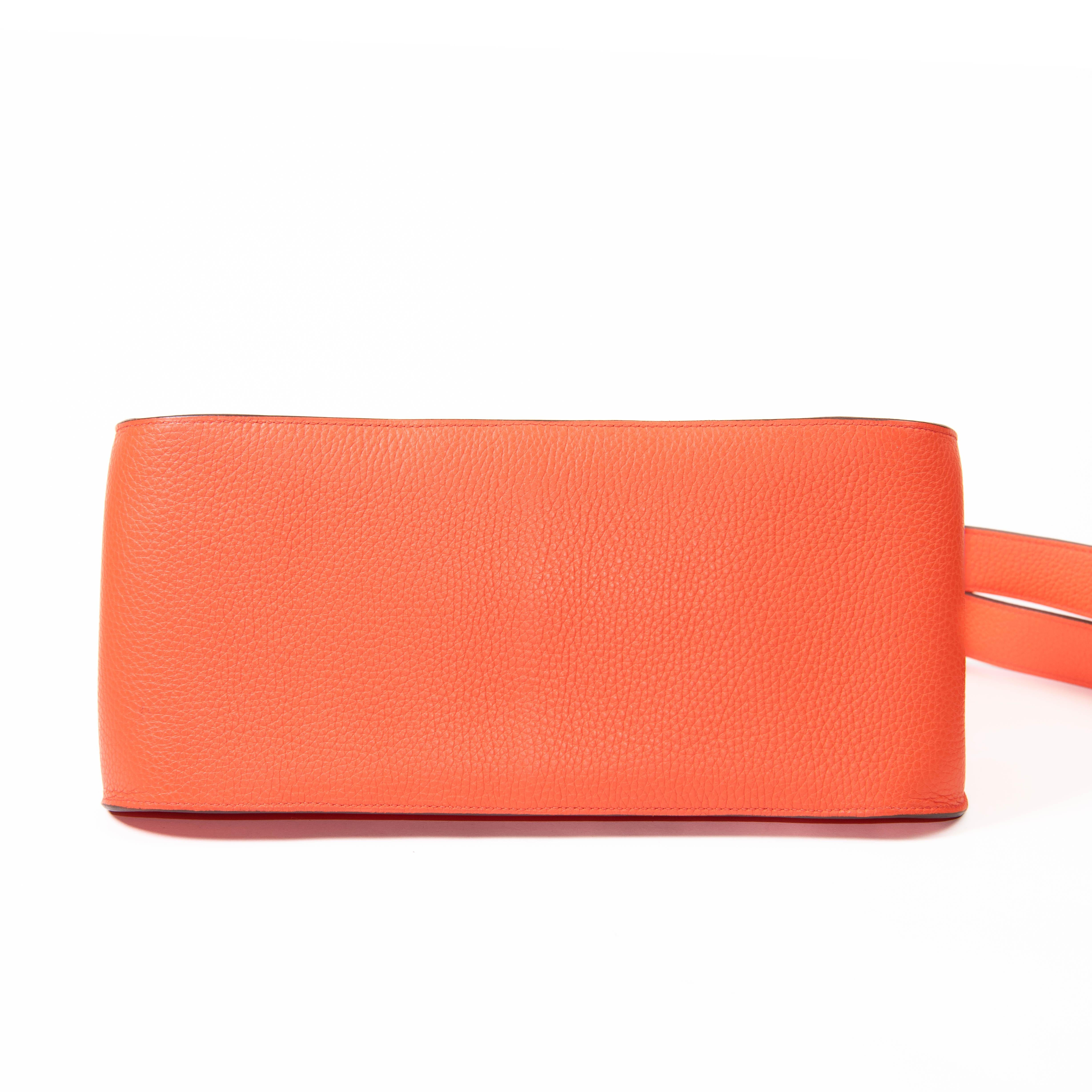 Hermes Feu Orange Swift Pelle Jypsiere 34 Borsa Palladium Hardware in vendita 1